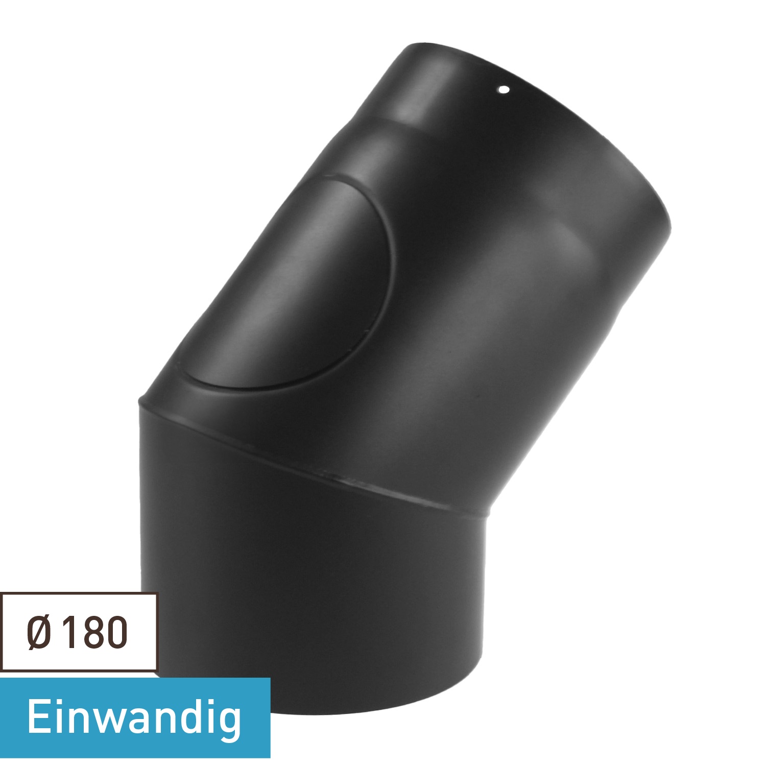Raik Basic Rauchrohrbogen / Ofenrohr 180mm - 45° mit Tür schwarz