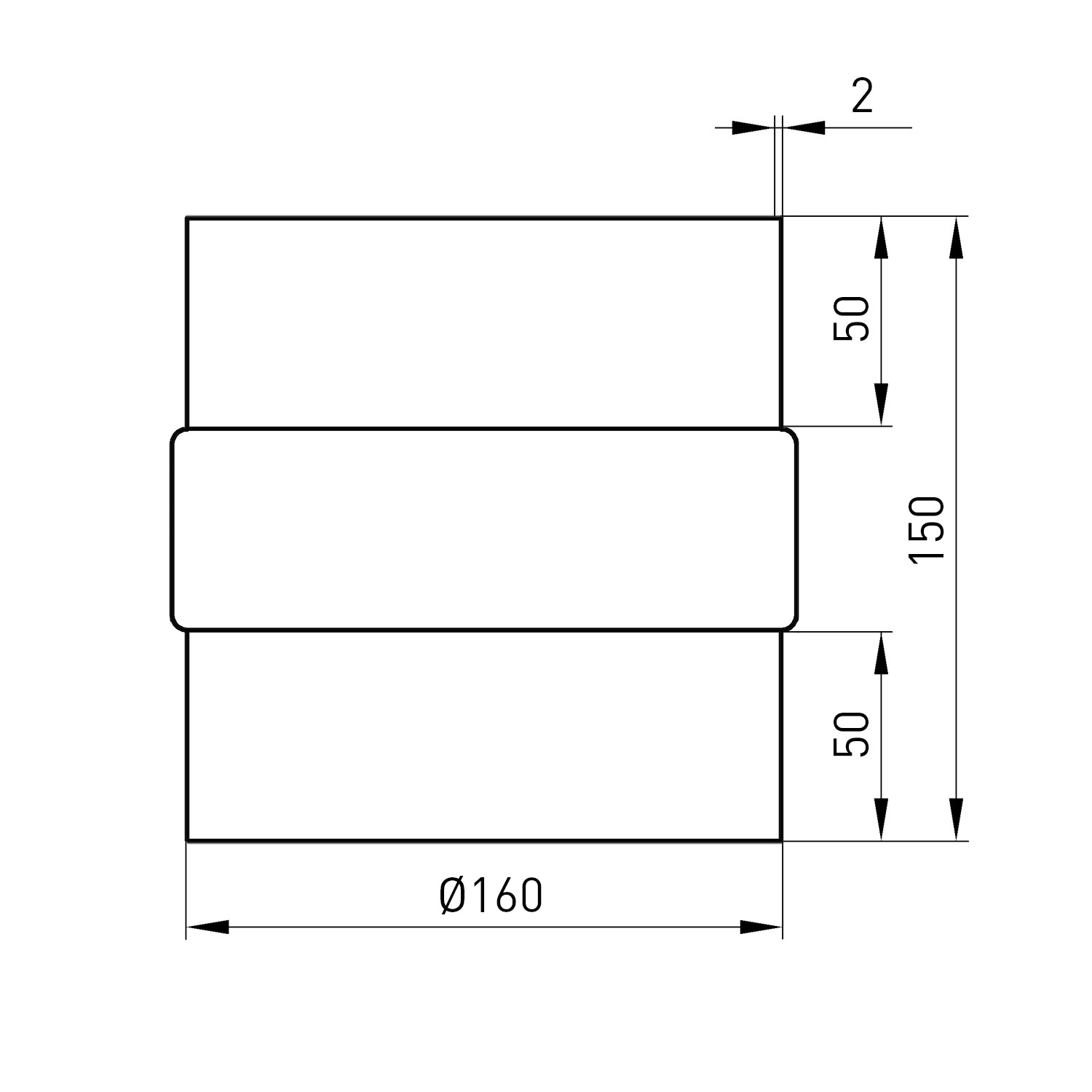 Raik Rauchrohr 160mm - Adapter schwarz