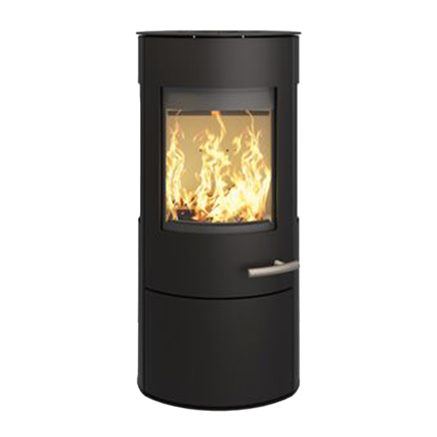 Haas+Sohn VITUS.l Stahl Kaminofen 3-Sichtscheiben mit Kochplatte mit Holzfach und Türe tief-schwarz