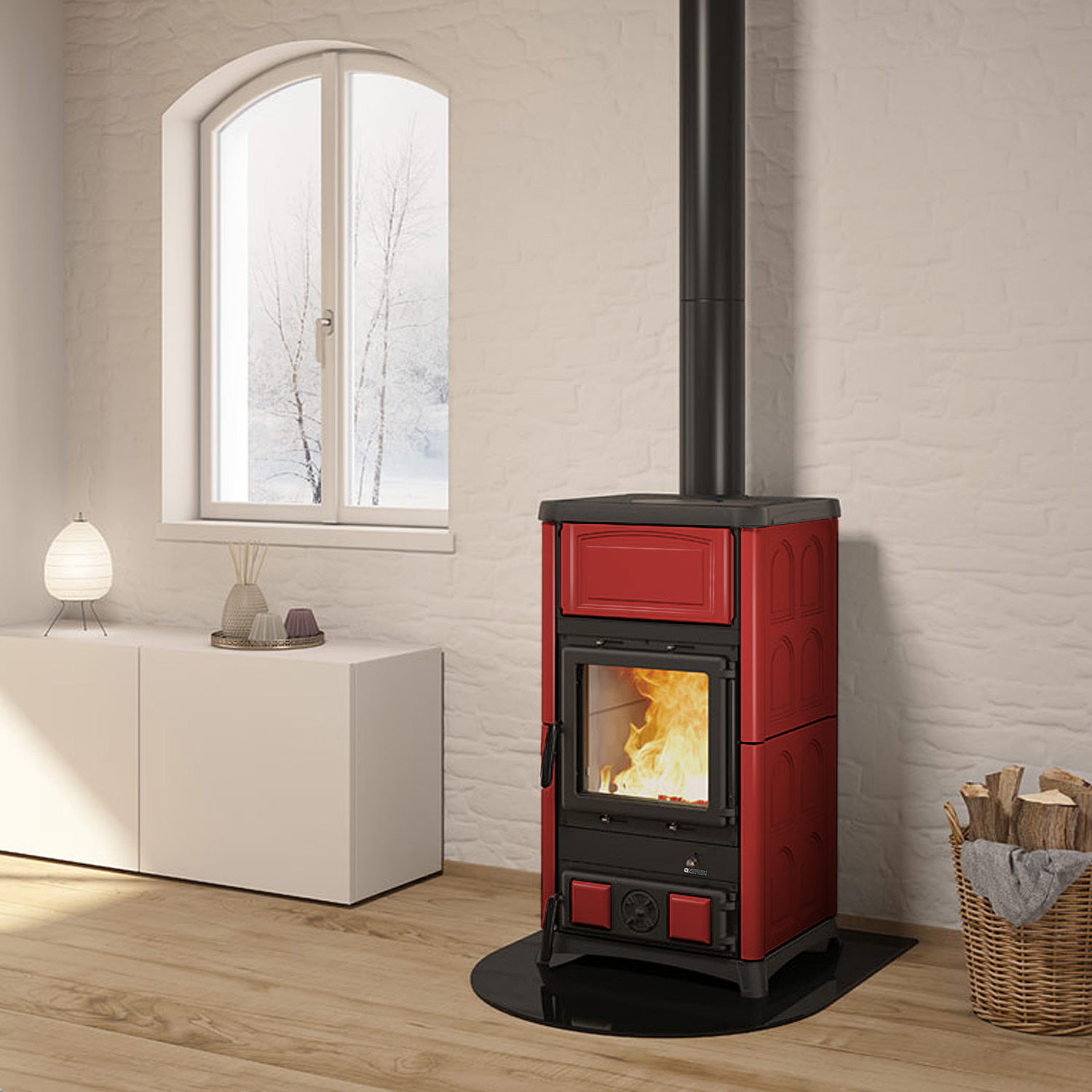 La Nordica Concita 16 Kaminofen Majolika Bordeaux