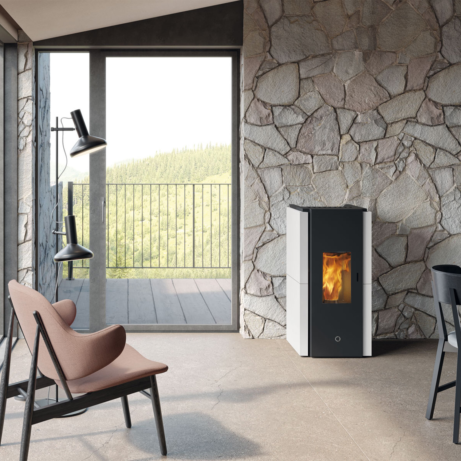 EK63 Zone 80 Evo Pelletofen Stahl Perlweiß