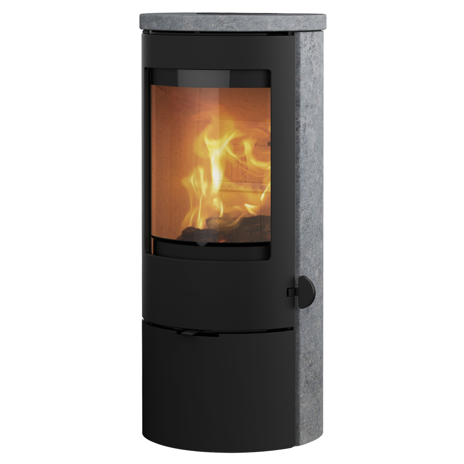 Lotus Prestige Basic S Kaminofen Speckstein, Tür Schwarz, Rauchabgang hinten