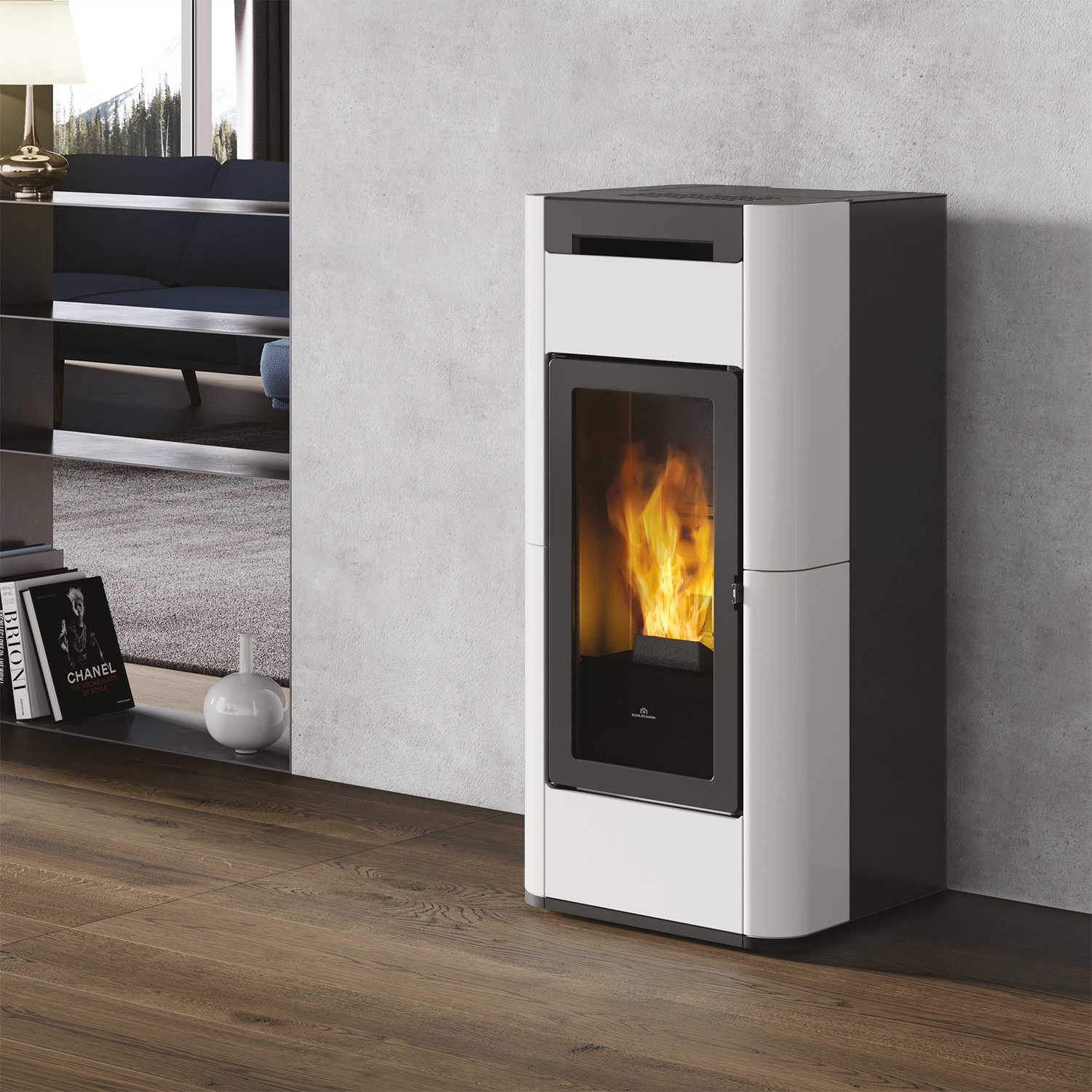 Edilkamin Tera H 30 EVO wasserführender Pelletofen Keramik Weiß