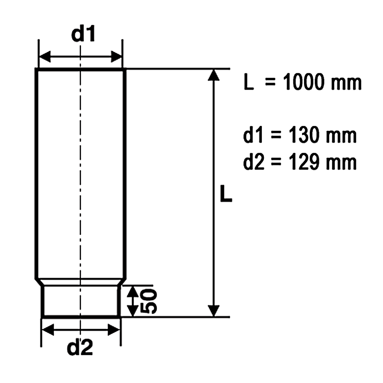 Raik Basic Längenelement 130mm gussgrau Länge 1000mm für Rauchrohr / Ofenrohr