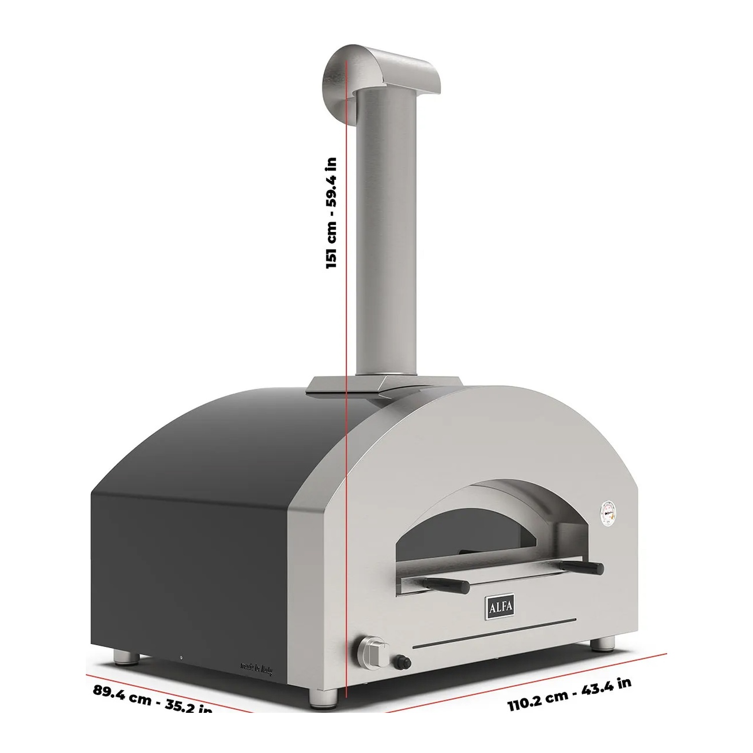 Alfa Futuro 4 Pizze Gas-Pizzaofen silber/ schwarz 50 mBar