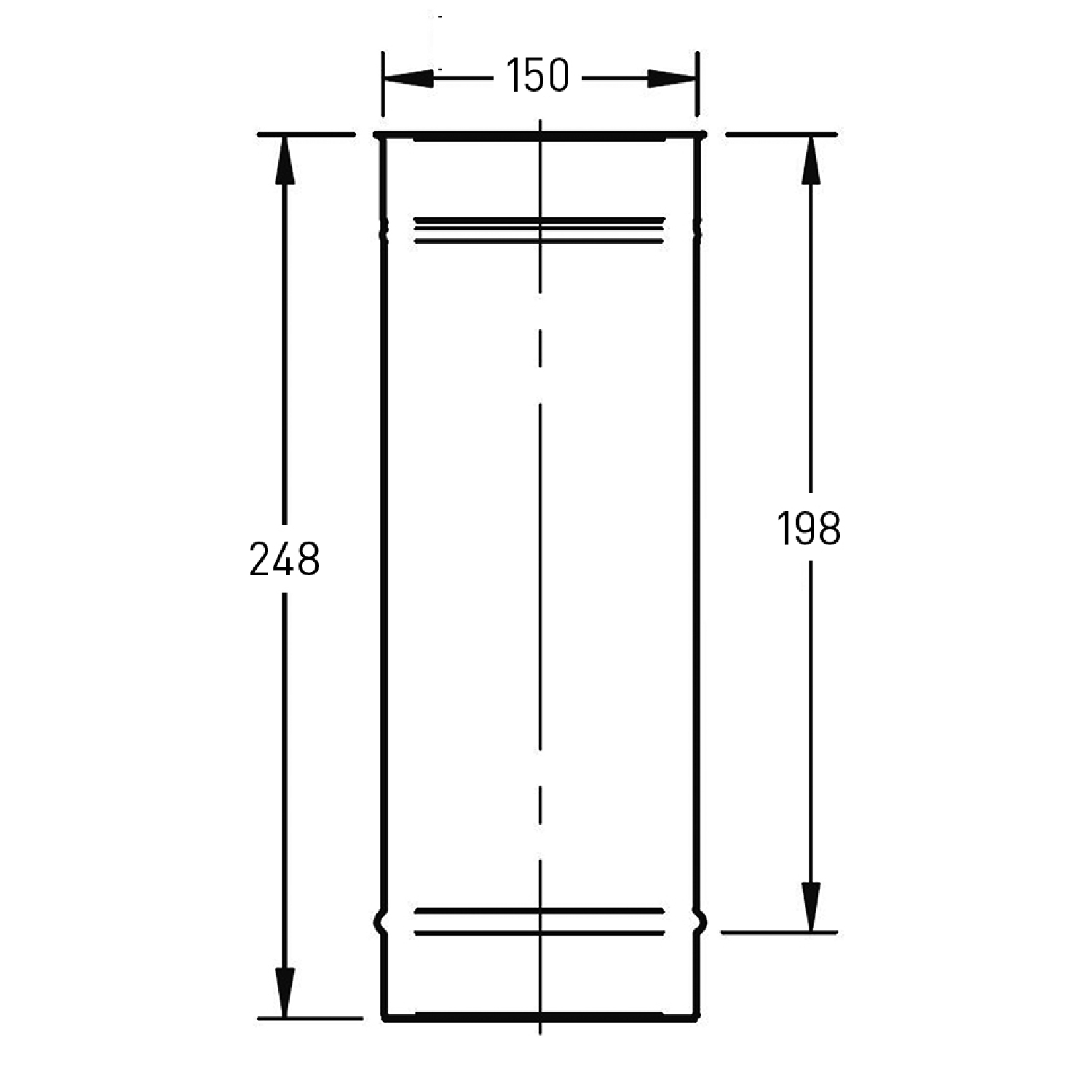 LEWO Schornstein einwandig 150 mm Längenelement 250 mm