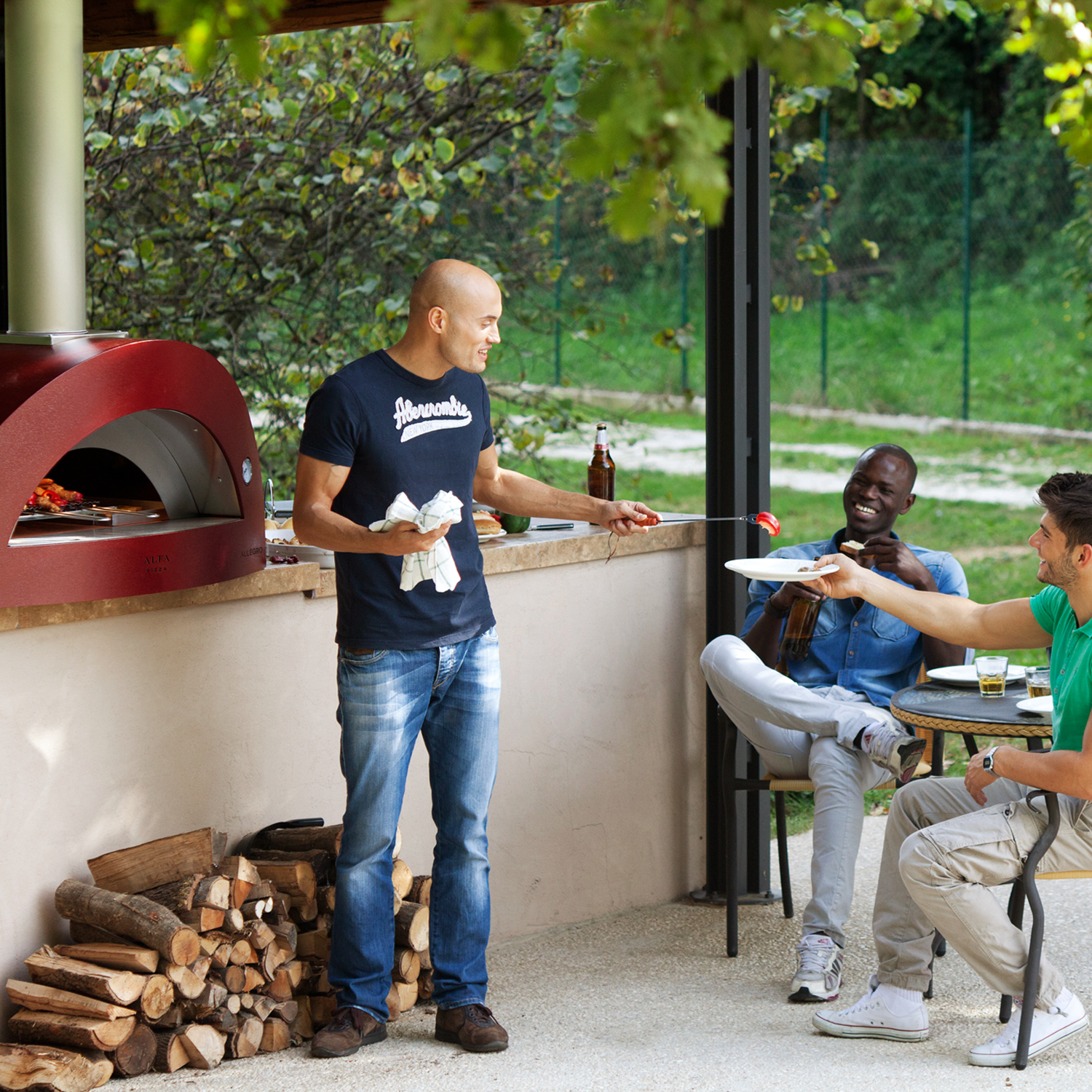 Alfa Forni Pizzaofen Allegro Antikrot ohne Unterbau + Ventura Pizza-Set (4-tlg.) gratis