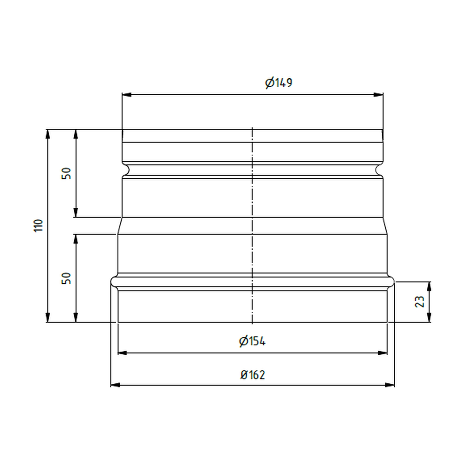 Raik Ofenanschlussstück LS Durchmesser 150x110 schwarz