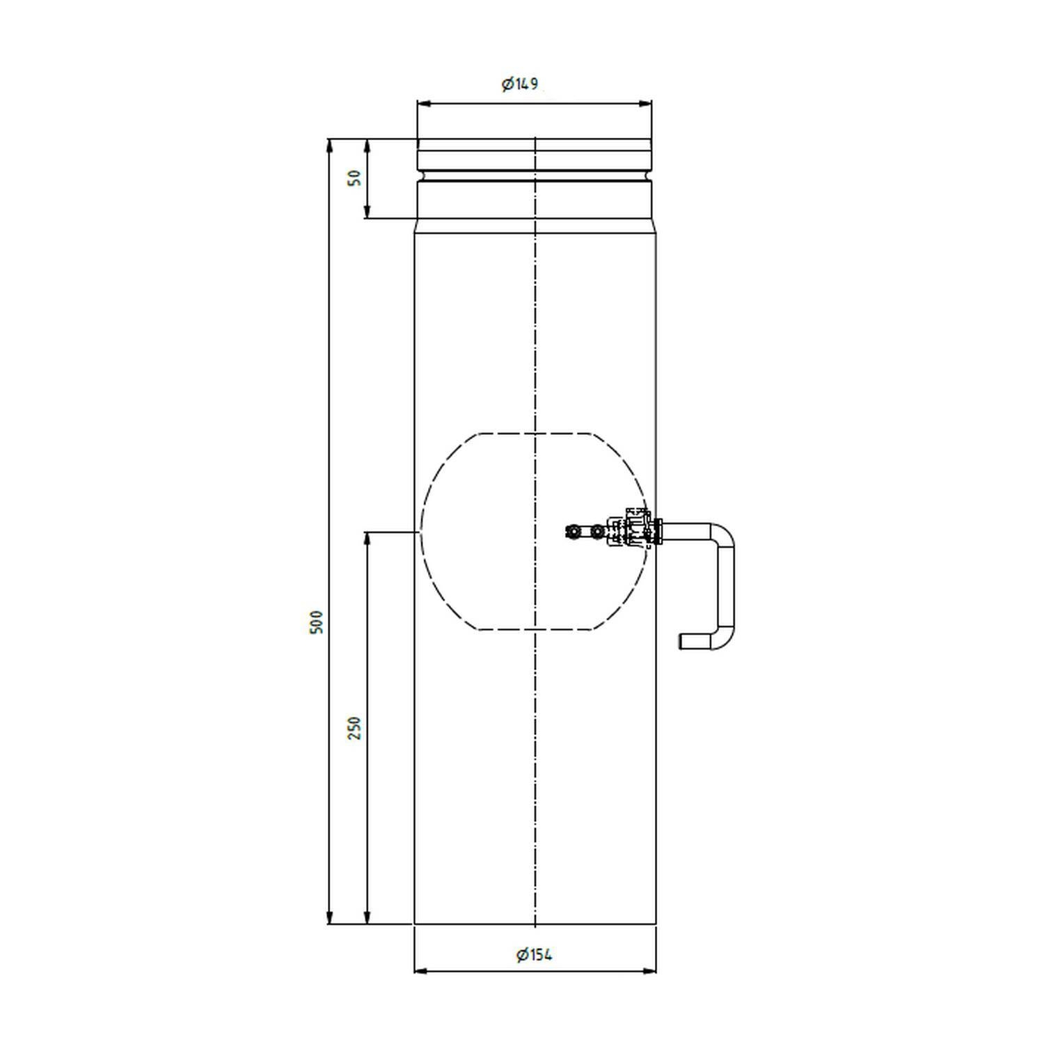 Raik Lifestyle Längenelement Durchmesser 150x500x2,00mm eingezogen mit DKL mit Dichtung grau für Rauchrohr/ Ofenrohr