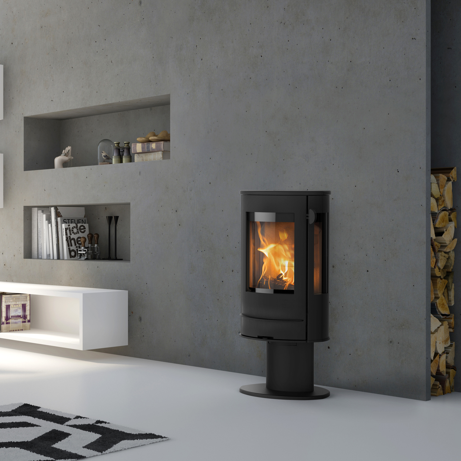 Lotus Liva 7G Kaminofen Schwarz, Rauchabgang hinten Lotus Liva 7G Kaminofen Schwarz, Rauchabgang hinten