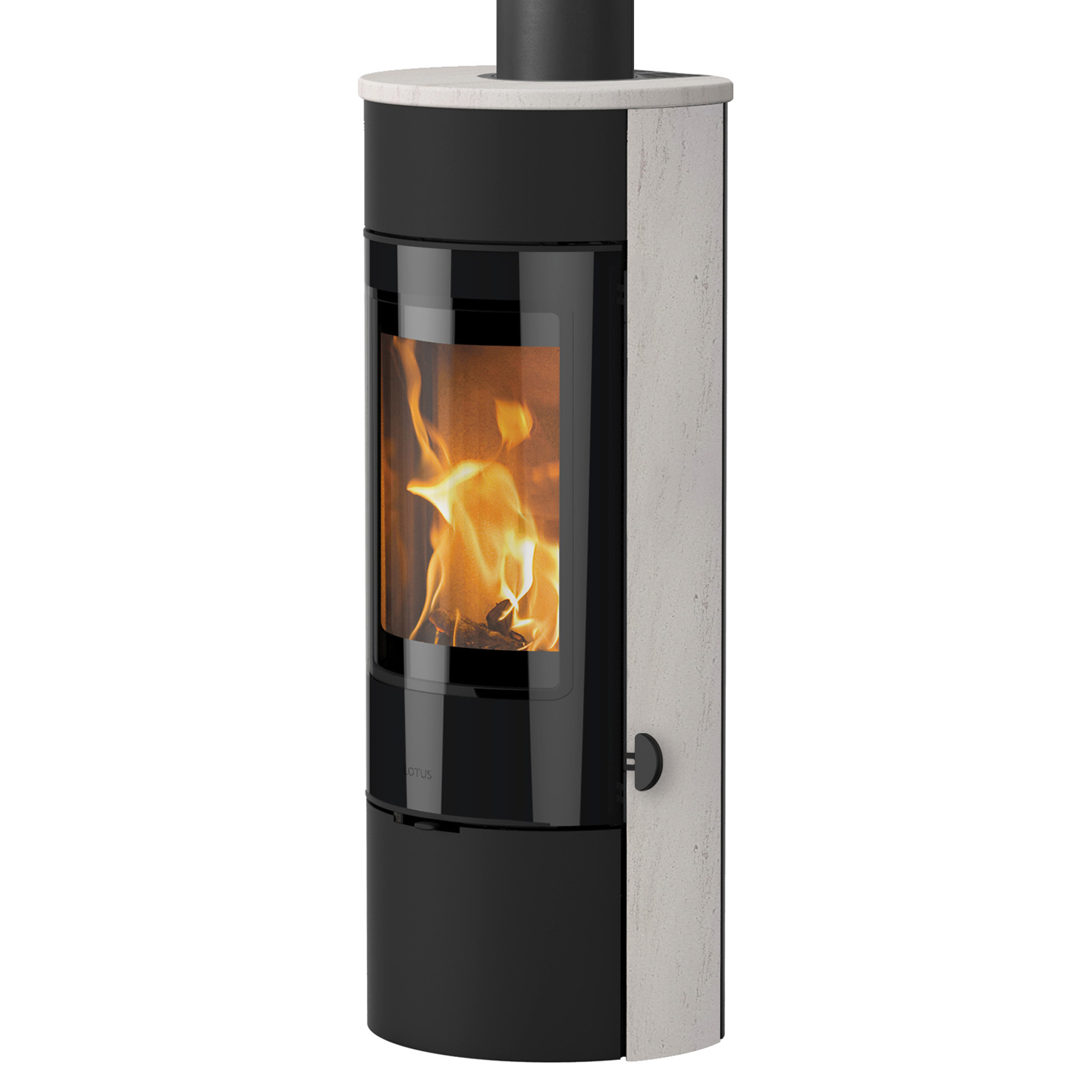 Lotus Prestige Magic 40 Kaminofen Schwarz / Limestone, Rauchabgang oben