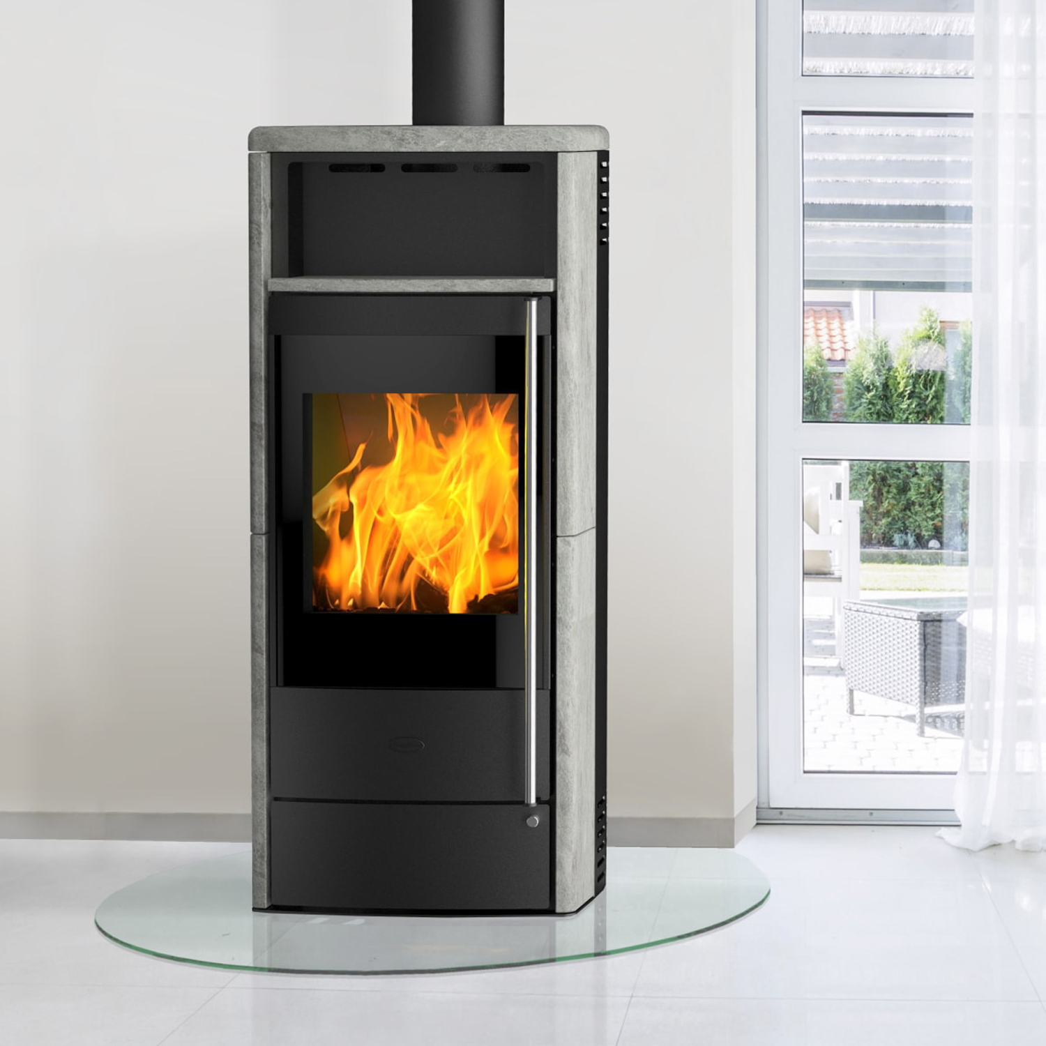 Fireplace Teramo Dauerbrandofen RLU Stahl Schwarz / Speckstein Fireplace Teramo Dauerbrandofen RLU Stahl Schwarz / Speckstein
