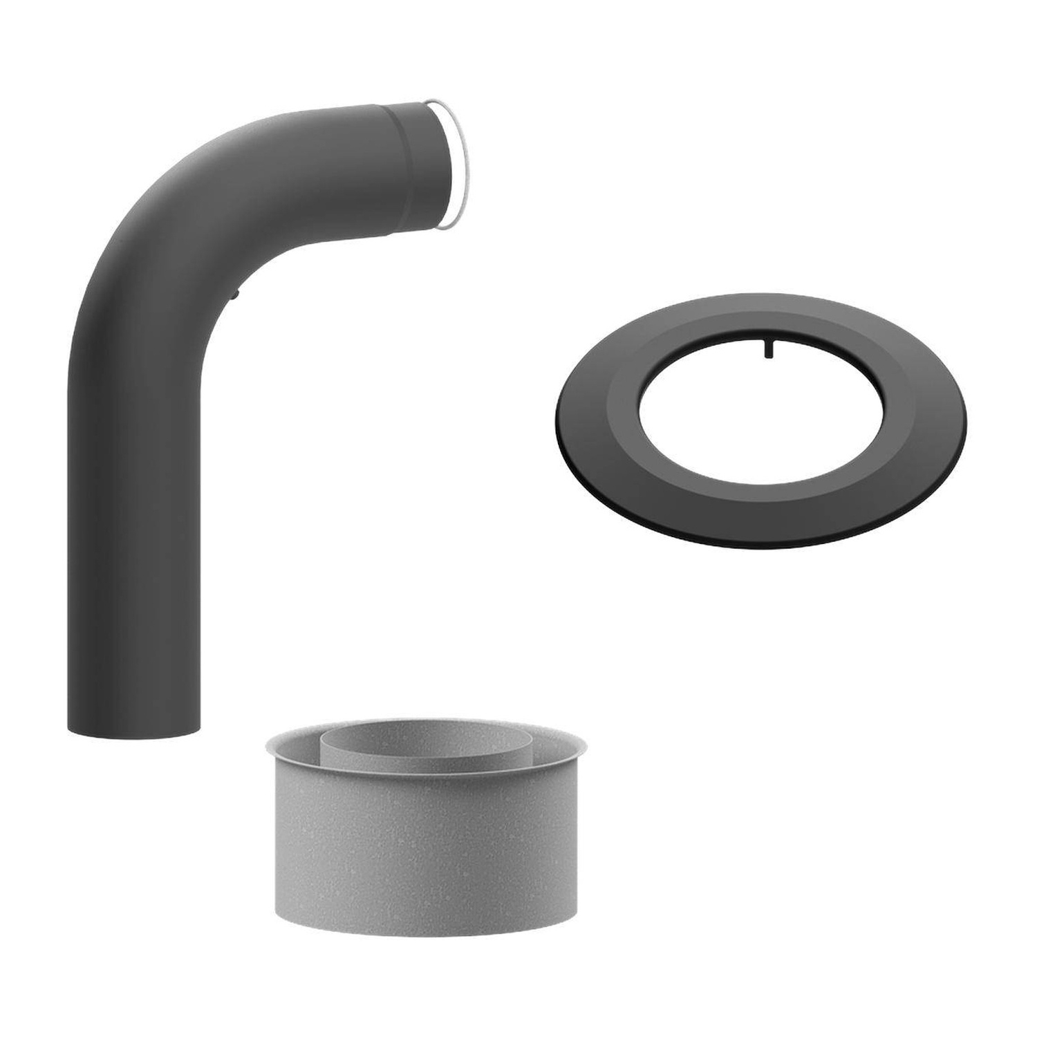 Raik Lifestyle Set Winkelbogen 150mm grau 90° glatt 700/450 mit Tür für Rauchrohr / Ofenrohr