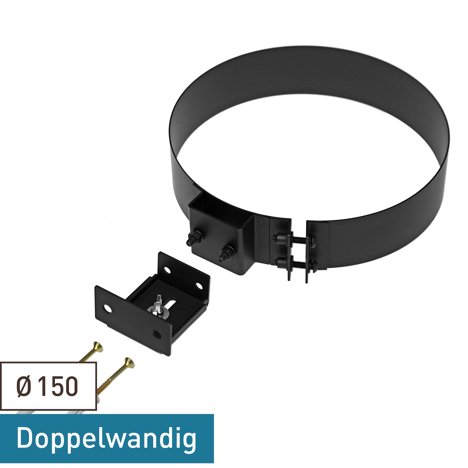 Raik Coltherm Rauchrohrschelle 150mm schwarz doppelwandig für Rauchrohr / Ofenrohr
