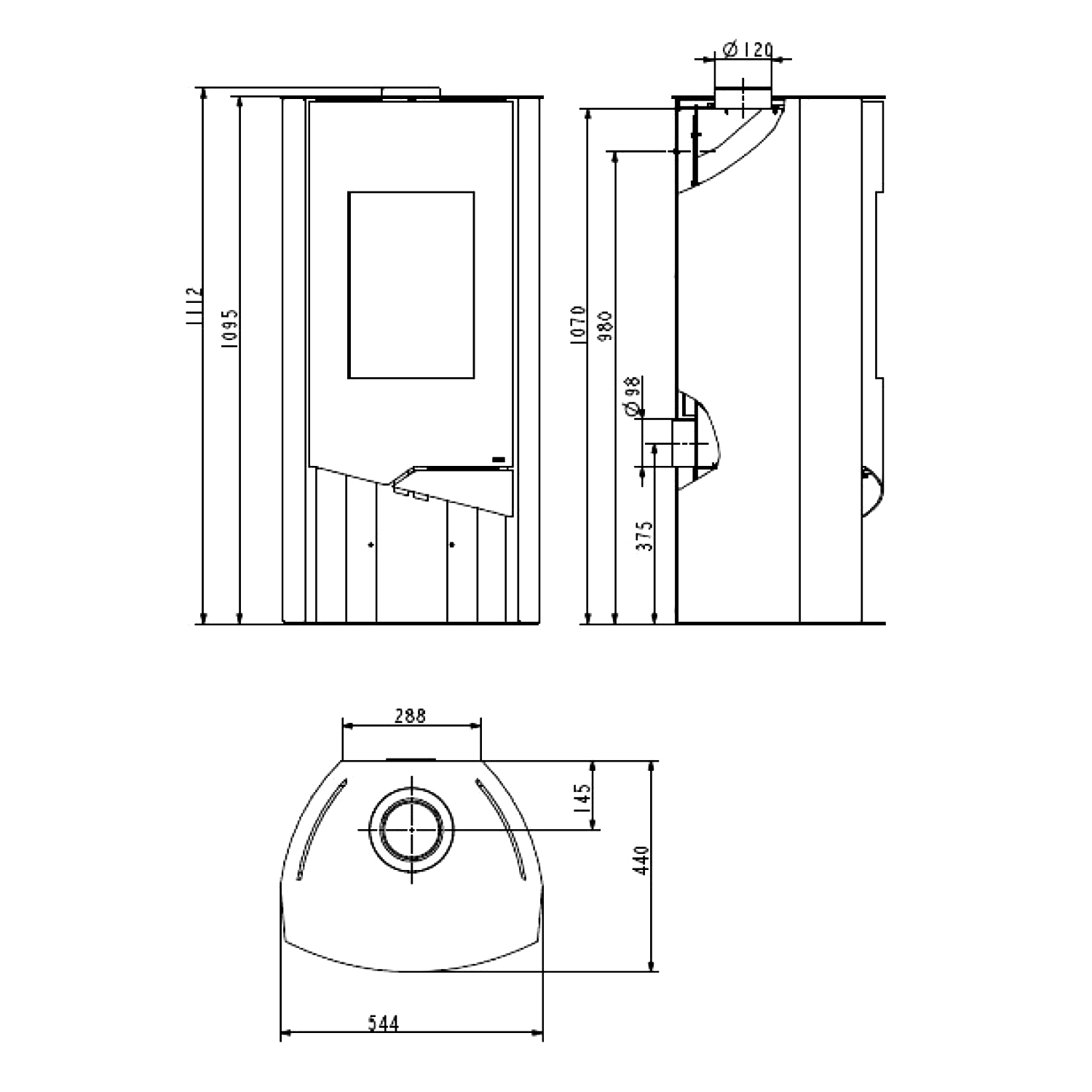 Wamsler Nevada Kaminofen Stahl schwarz/ Naturstein