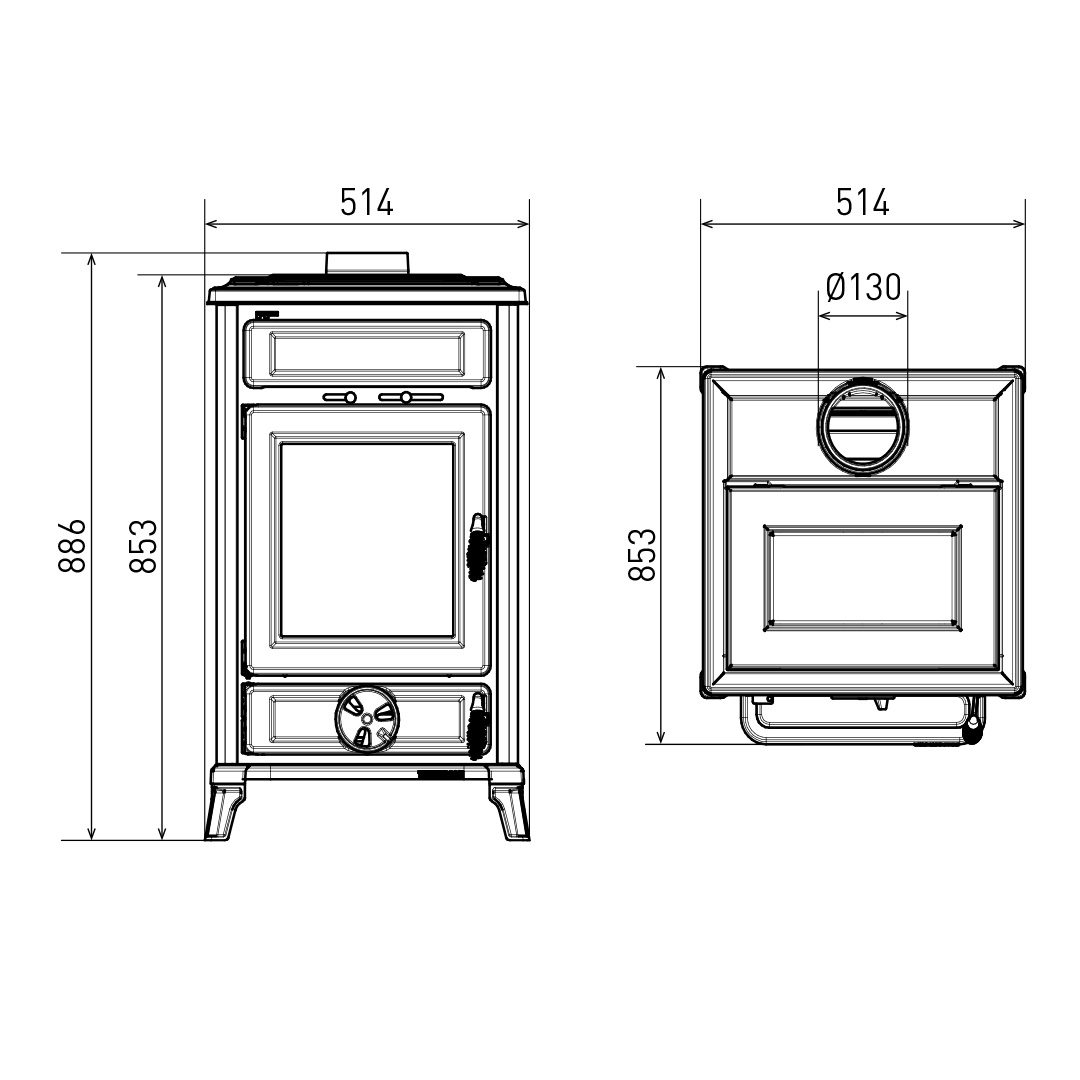 Thermorossi Filo Evo6 Kaminofen Schwarz