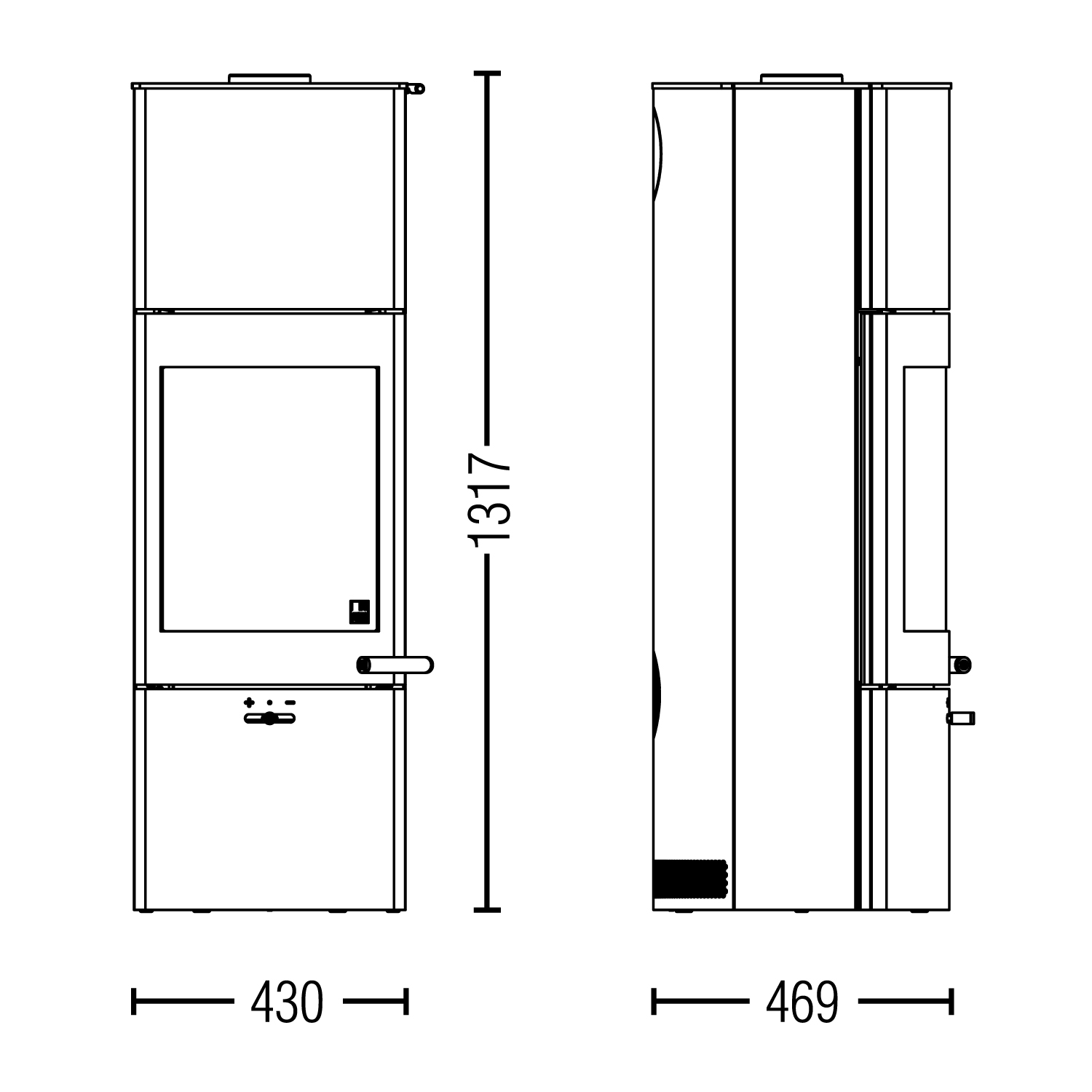 Austroflamm Tower Xtra 2.0 Kaminofen Stahl gussgrau, RR oben oder hinten