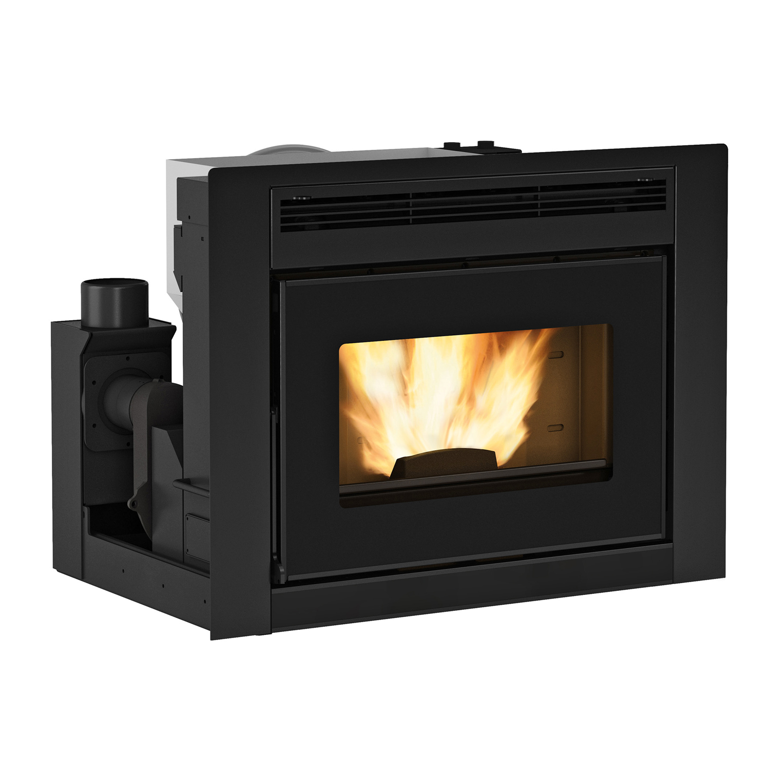 Extraflame Comfort Idro L80 Wasserführender Pellet-Kamineinsatz + Solarthermie-Set 2 (11 m²) + Pufferspeicher TPSR 600 + 1 SWT