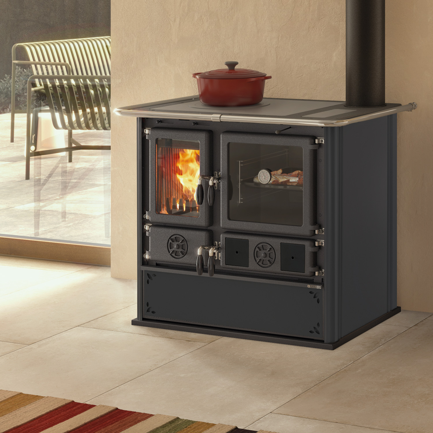 La Nordica Rosa 16 Küchenofen Stahl Anthrazit-Schwarz