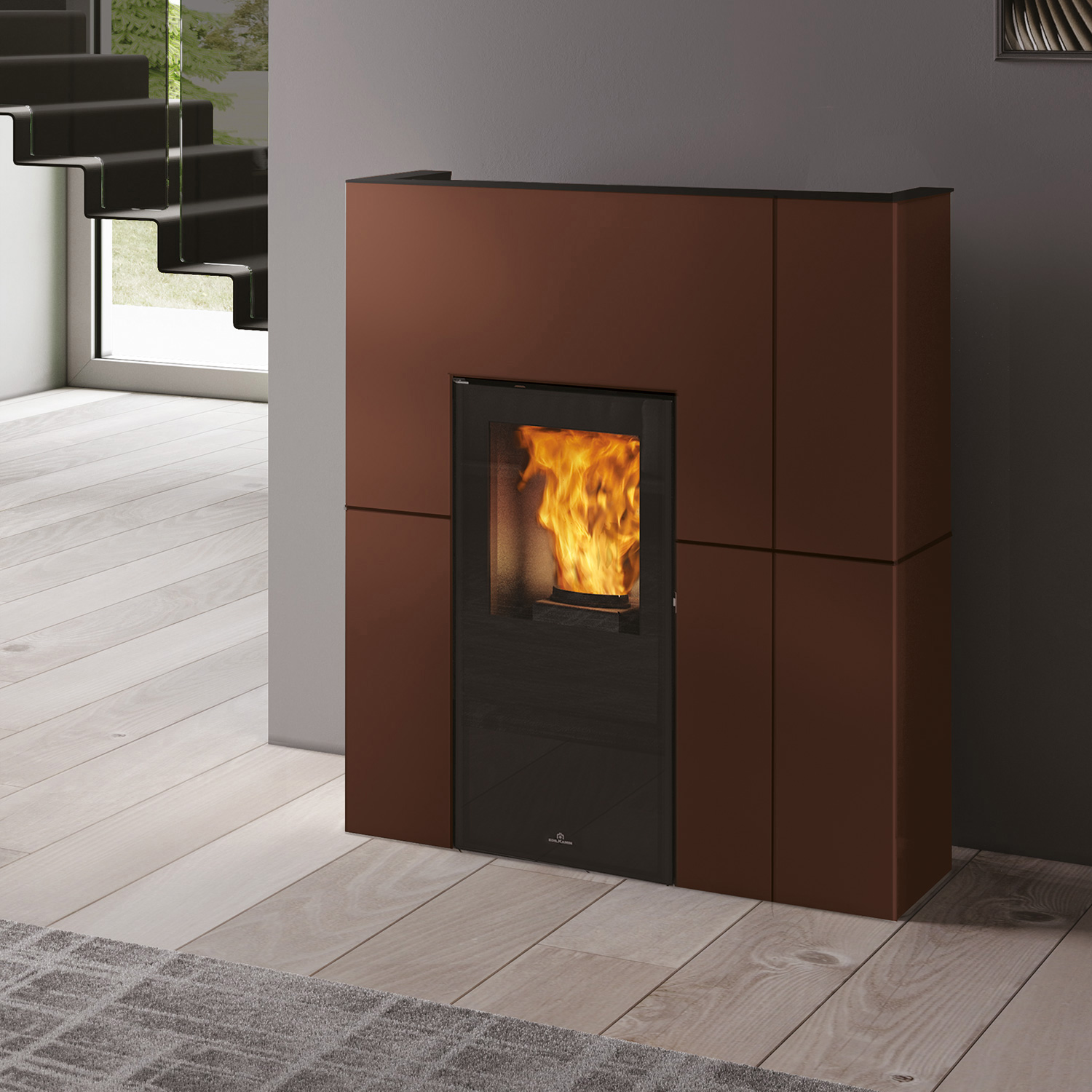 Edilkamin Blade H 15 Evo wasserführender Pelletofen Stahl Bronze