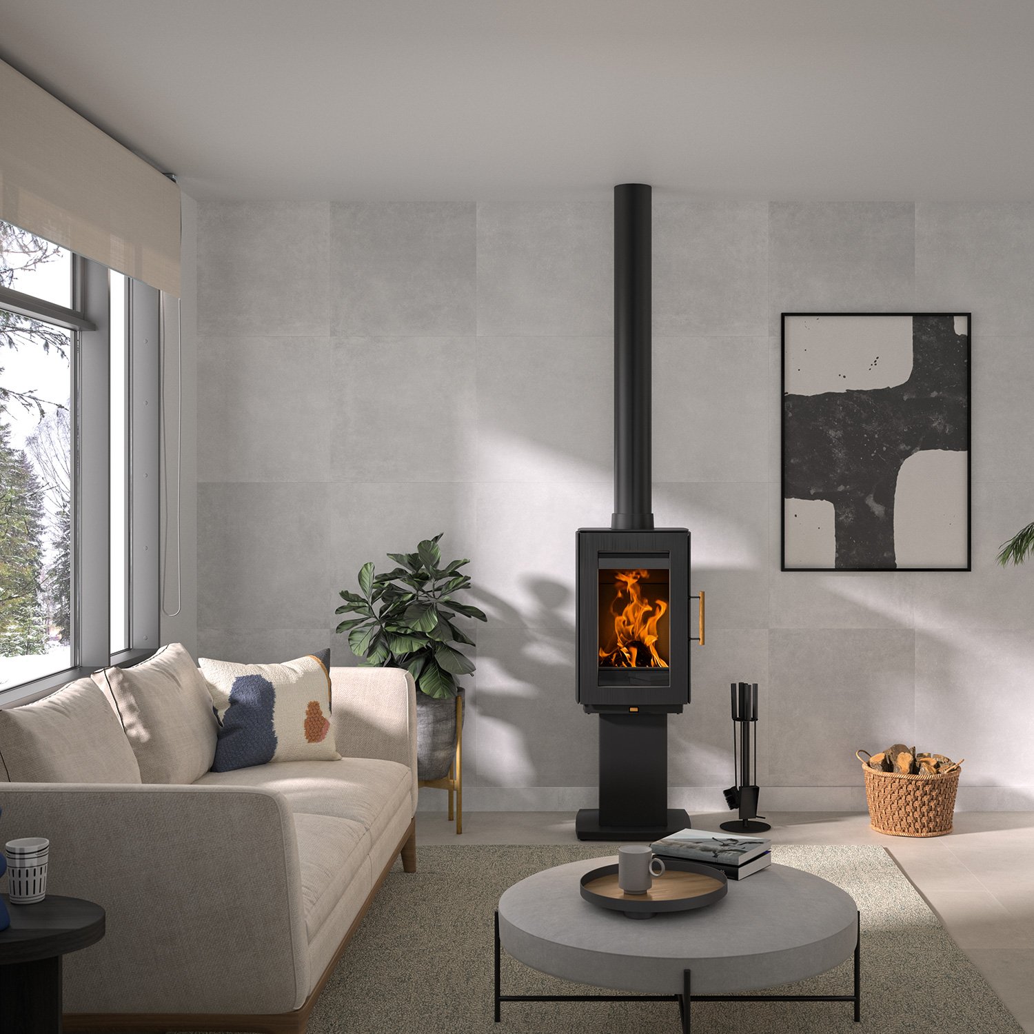 Hergom Glow Kaminofen Gusseisen Schwarz mit Standfuß Hergom Glow Kaminofen Gusseisen Schwarz mit Standfuß