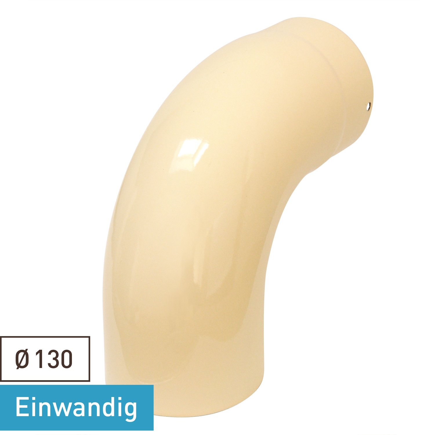 Raik Rauchrohrbogen / Ofenrohrbogen Emaille 130mm - 90° Bogen glatt Elfenbein