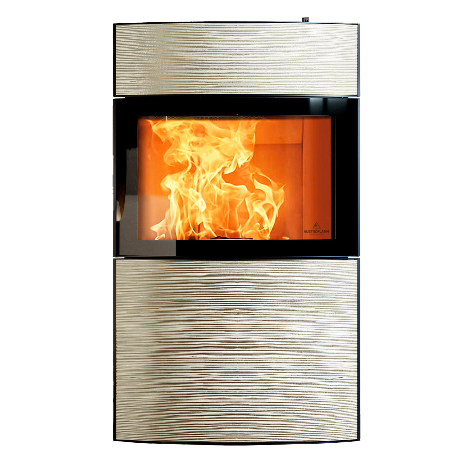 Austroflamm Fynn Xtra 2.0 Kaminofen Stahl schwarz / Keramik Rille Mondstein