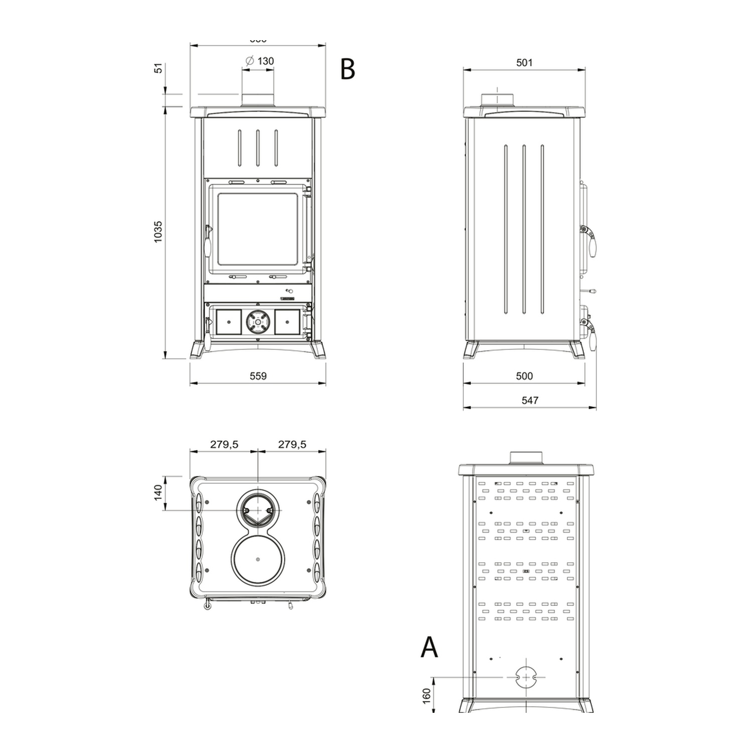 La Nordica FEDORA.16 STEEL - Anthrazit Schwarz Kaminofen