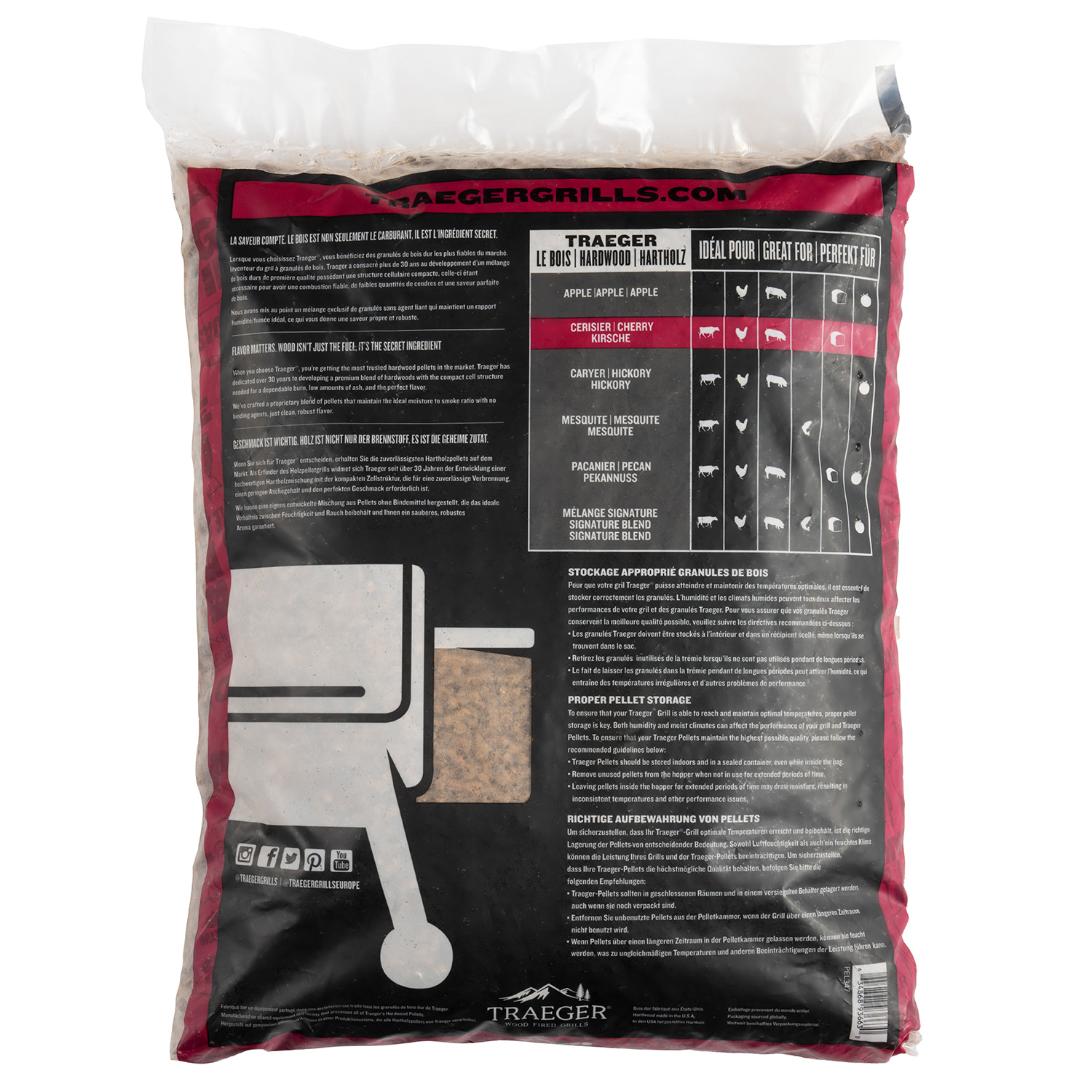 Traeger Hartholzpellets Kirsche 9 kg Traeger Hartholzpellets Kirsche 9 kg