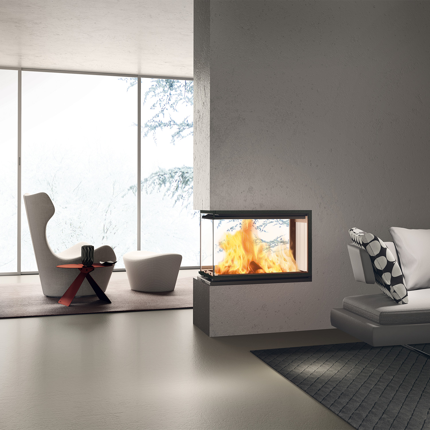 Edilkamin Windo3 50 Kamineinsatz mit weißem Brennraum