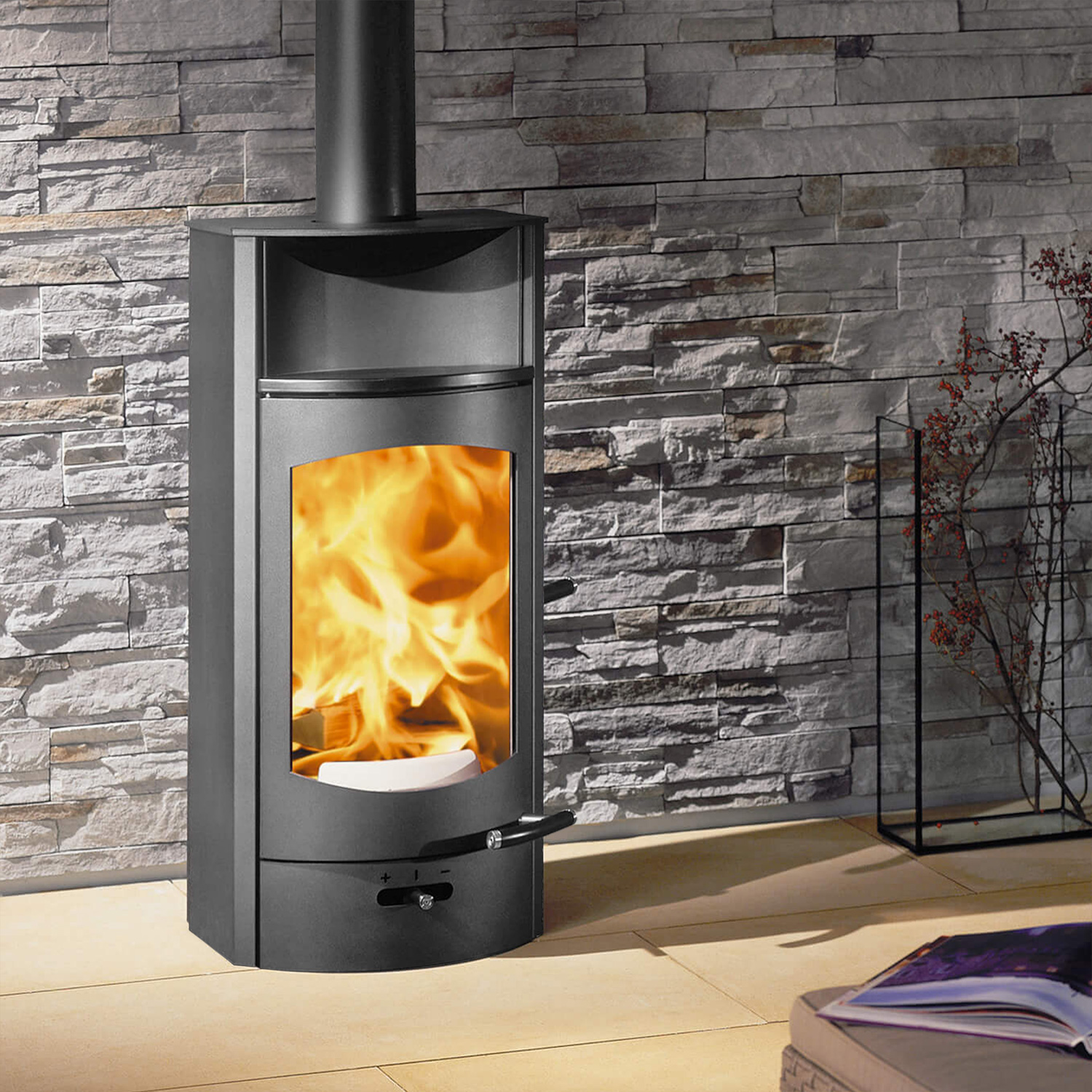 Austroflamm Flok 2.0 Kaminofen Stahl Schwarz, RR oben + 1 m³ Kaminholz gratis Austroflamm Flok 2.0 Kaminofen Stahl Schwarz, RR oben + 1 m³ Kaminholz gratis