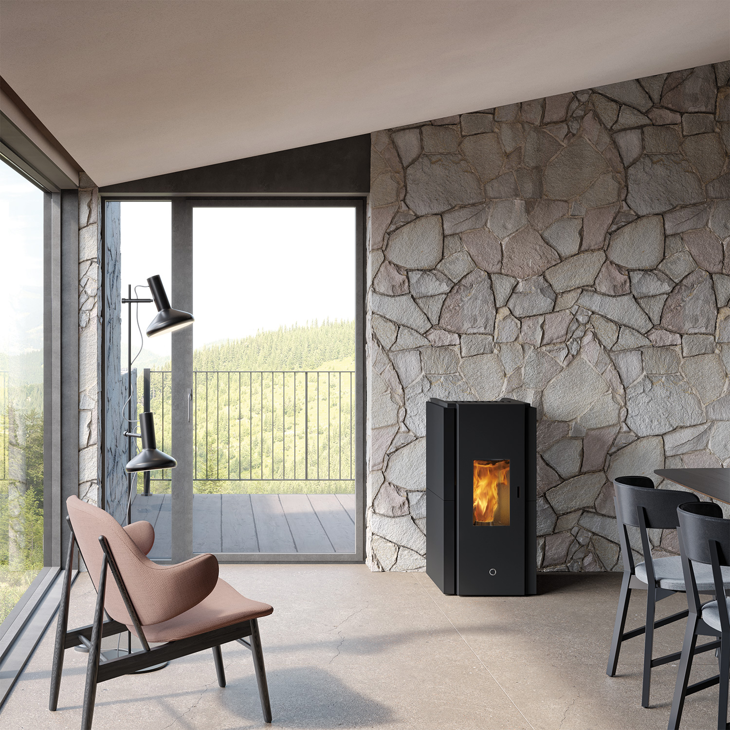 EK63 Zone 80 Evo Pelletofen Stahl schwarz