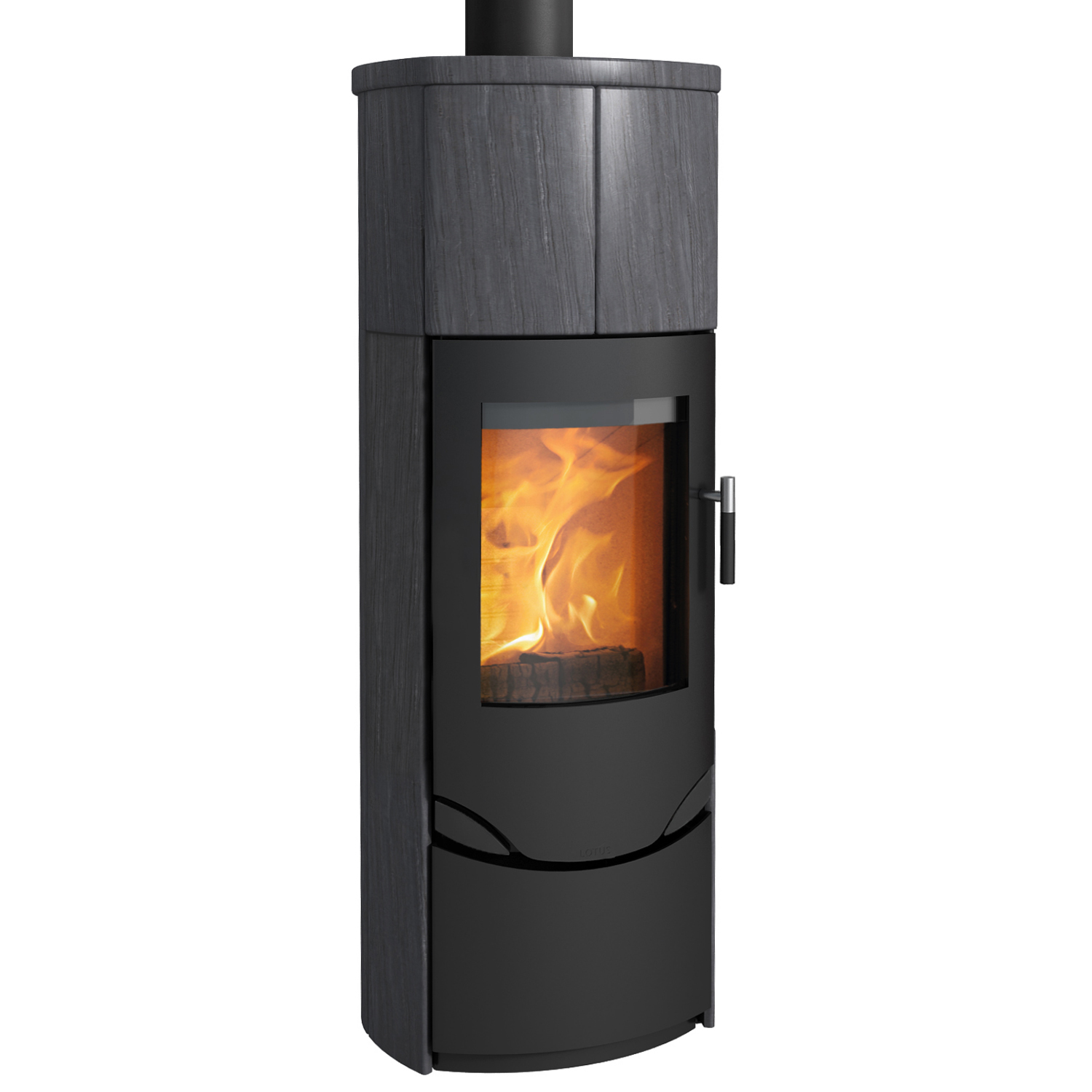 Lotus Prio M Kaminofen Schwarz/ Indian Night, inkl. PowerStones, RR hinten od. RR oben