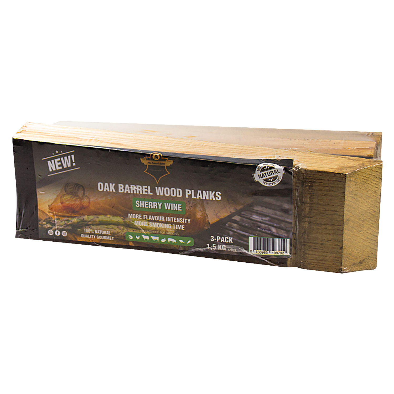 Mr. Barrel BBQ Planks L Sherry Wine, 3er-Set
