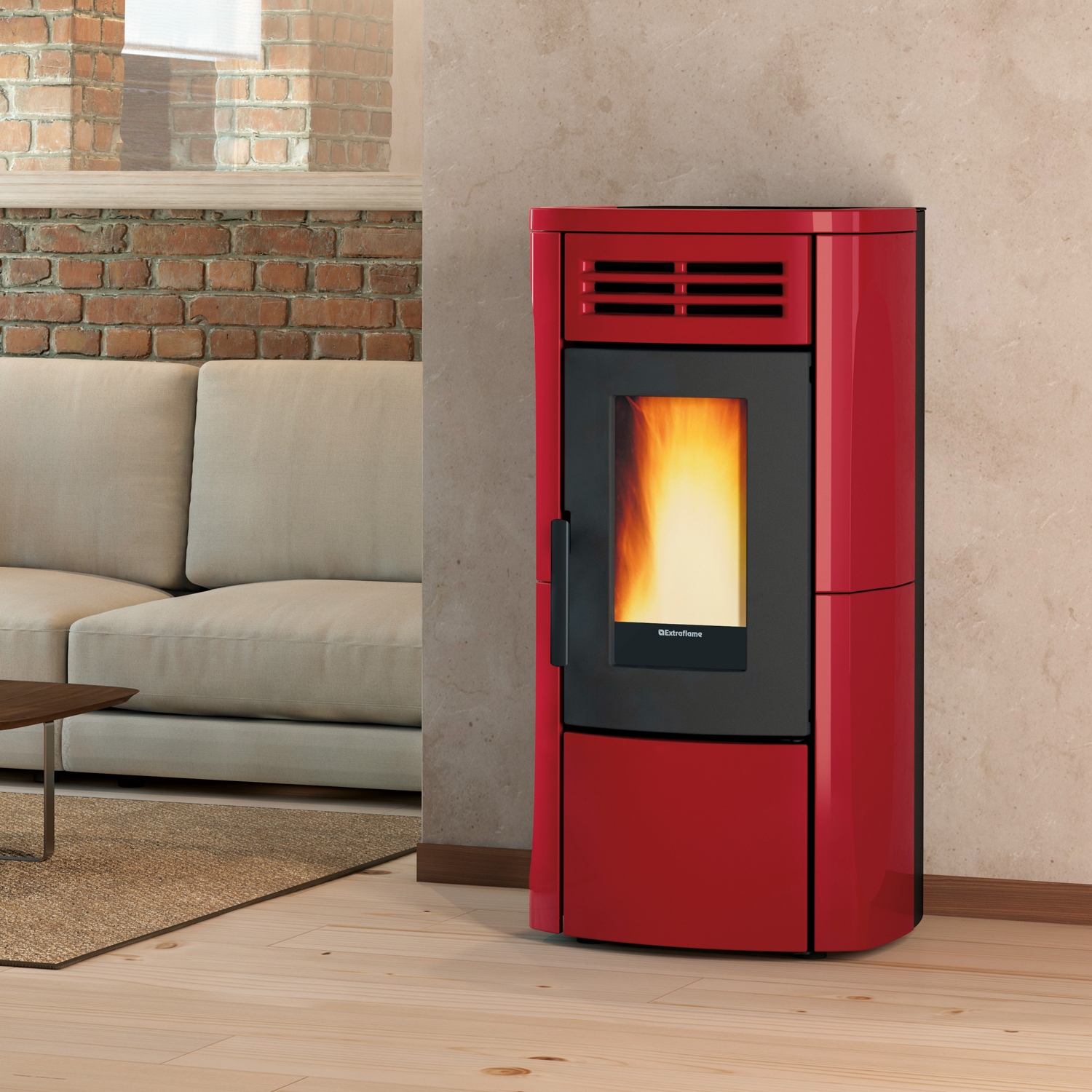 Extraflame Evolution Line Terry Plus Pelletofen Majolika Bordeaux Extraflame Evolution Line Terry Plus Pelletofen Majolika Bordeaux