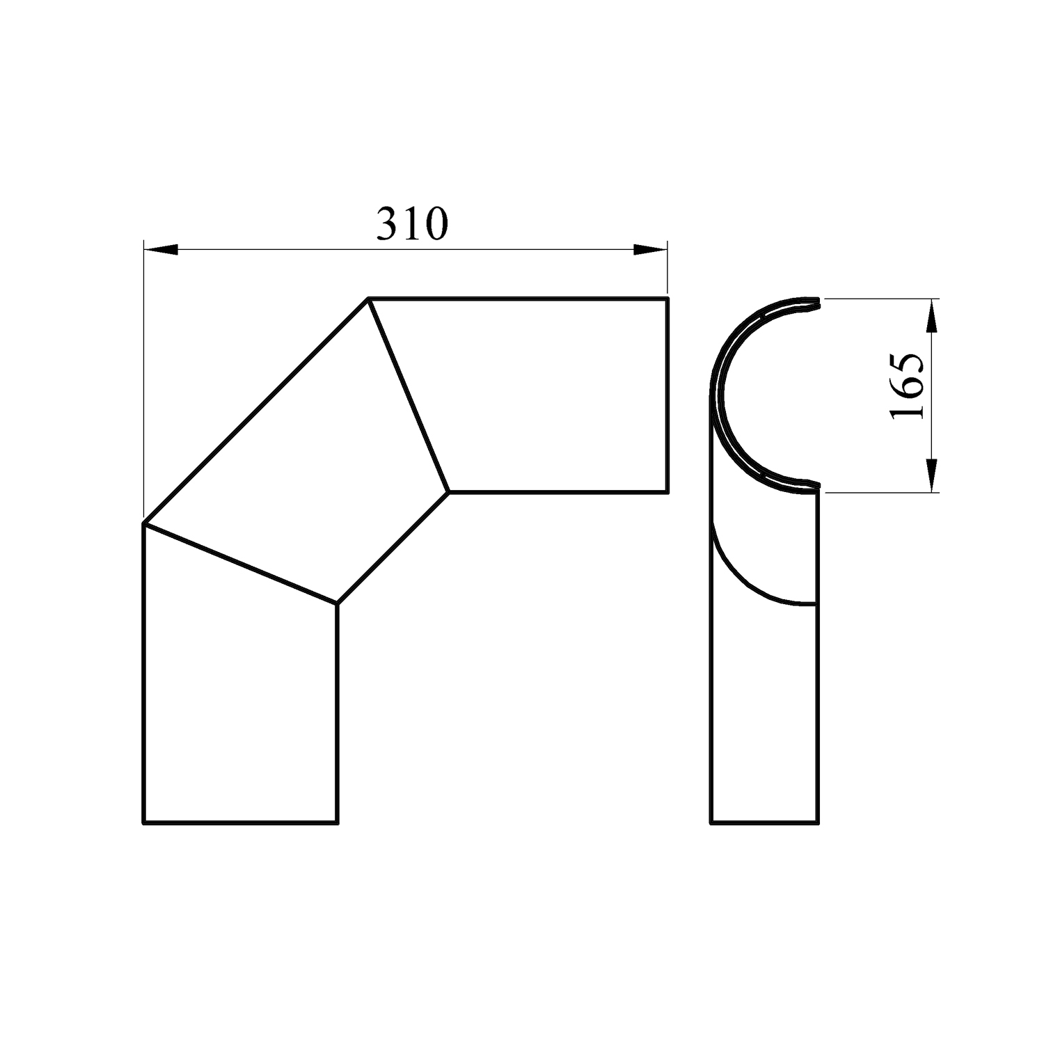 Raik Basic Thermoschild 130mm schwarz seitlich für 3teiligen Bogen 90° für Rauchrohr / Ofenrohr