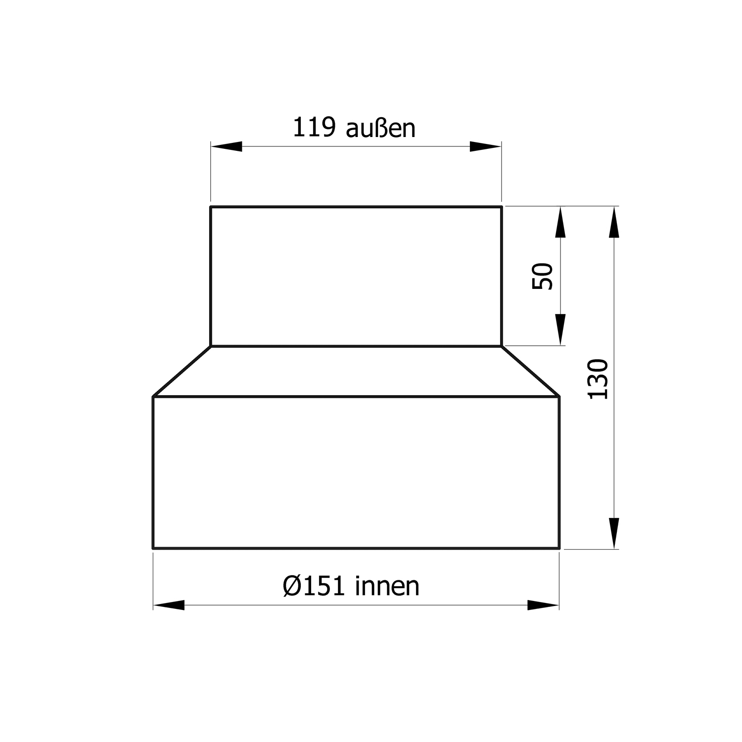 Raik Basic Reduzierung 150mm - 120mm schwarz für Rauchrohr / Ofenrohr