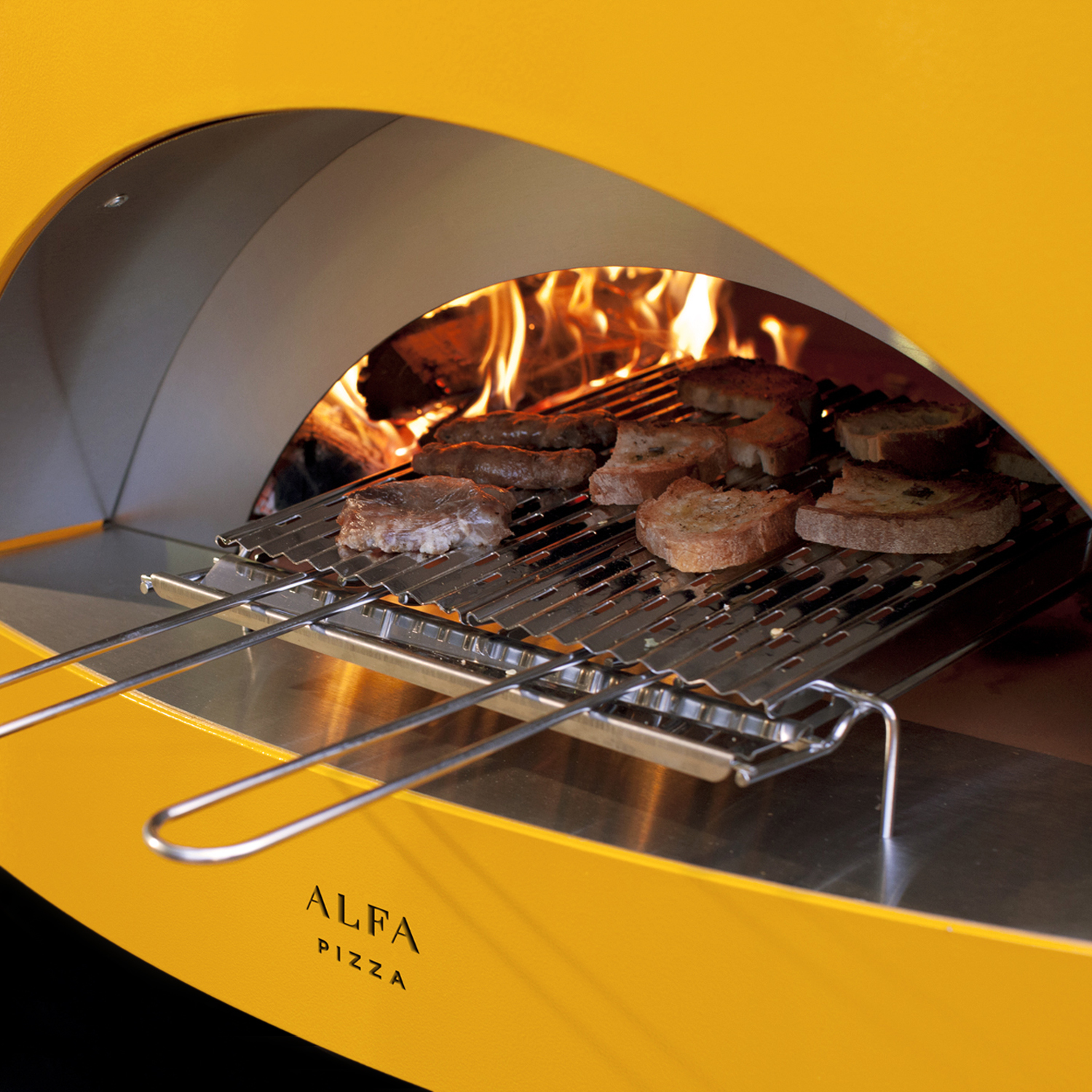 Alfa Forni Allegro Pizzaofen Gelb ohne Unterbau + Ventura Pizza-Set (4-tlg.) gratis