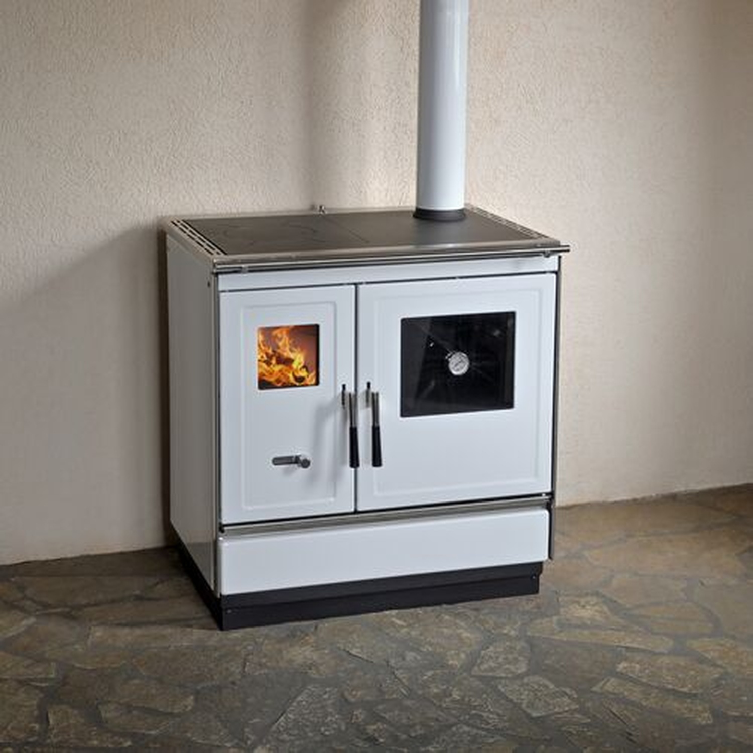 Haas+Sohn Küchenofen HSH 81 weiß rechts, Stahlkochplatte