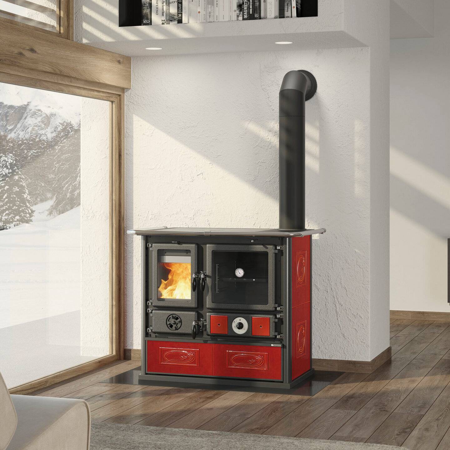 La Nordica Termorosa DSA Lean wasserführender Küchenofen Liberty Bordeaux