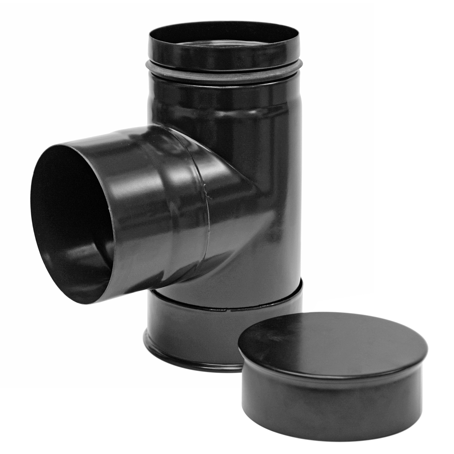 Raik Pelletrohr / Ofenrohr 120mm - Kapselknie ohne Dichtung (T-Stück) schwarz