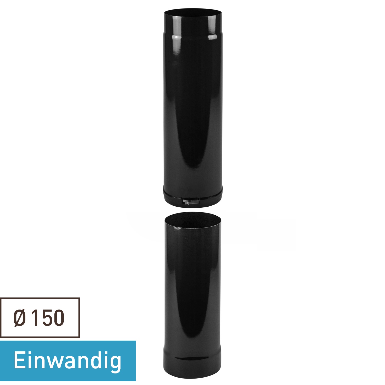 Raik Rauchrohr / Ofenrohr Emaille 150mm - Teleskoprohr Schwarz