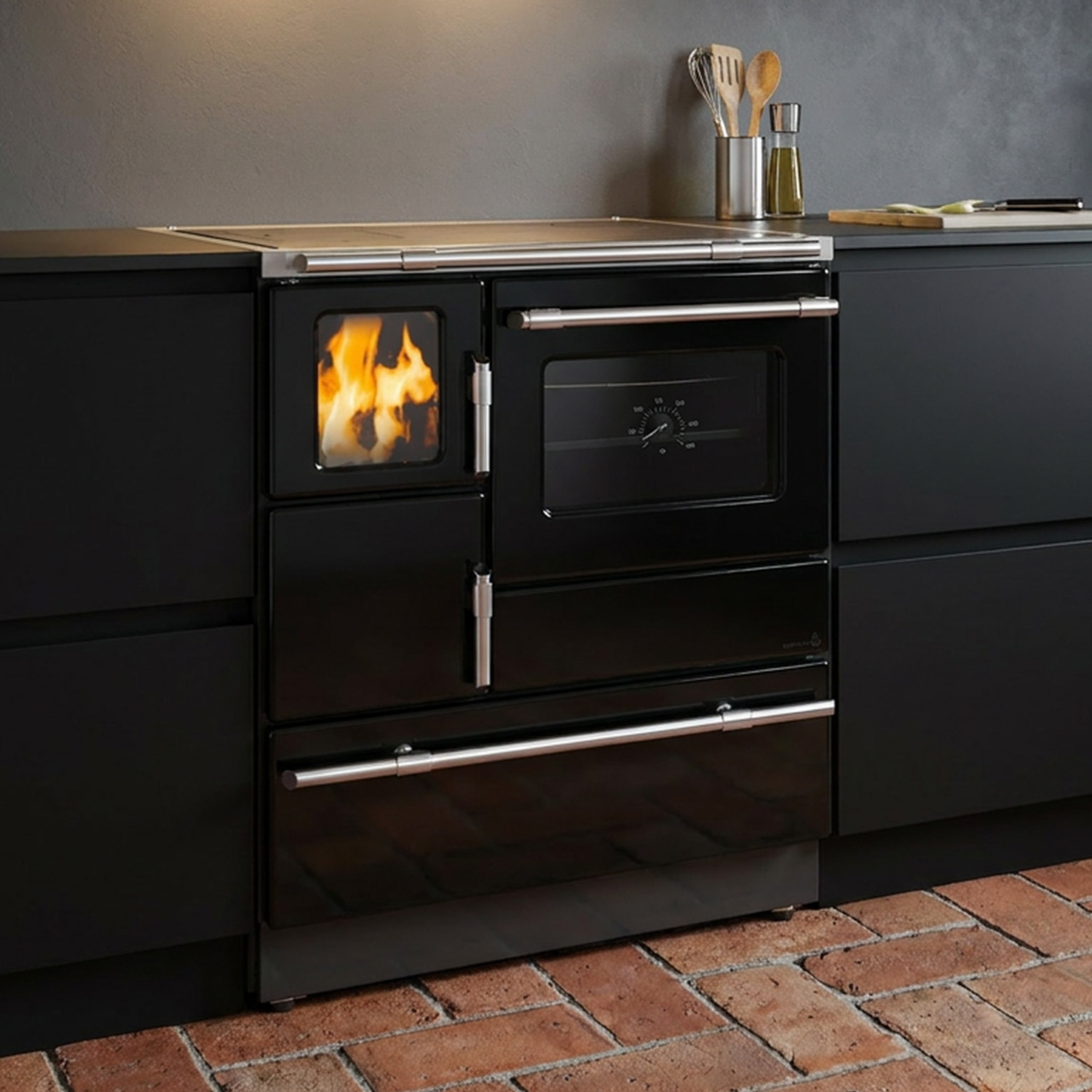 Wamsler K 128 F Küchenofen rechts schwarz mit Stahlplatte