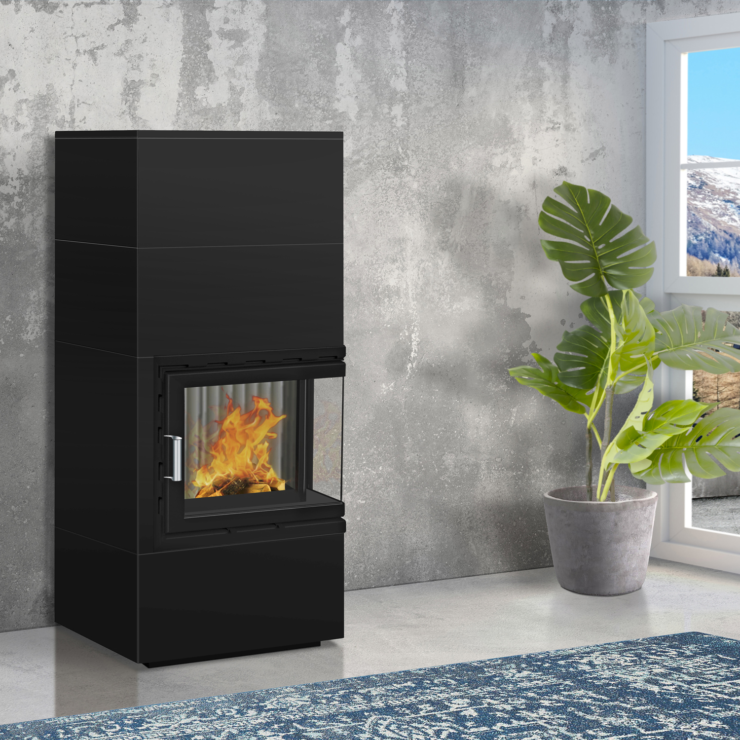 Wamsler Modulo 70/150 L rechts Kaminbausatz Schwarz Wamsler Modulo 70/150 L rechts Kaminbausatz Schwarz