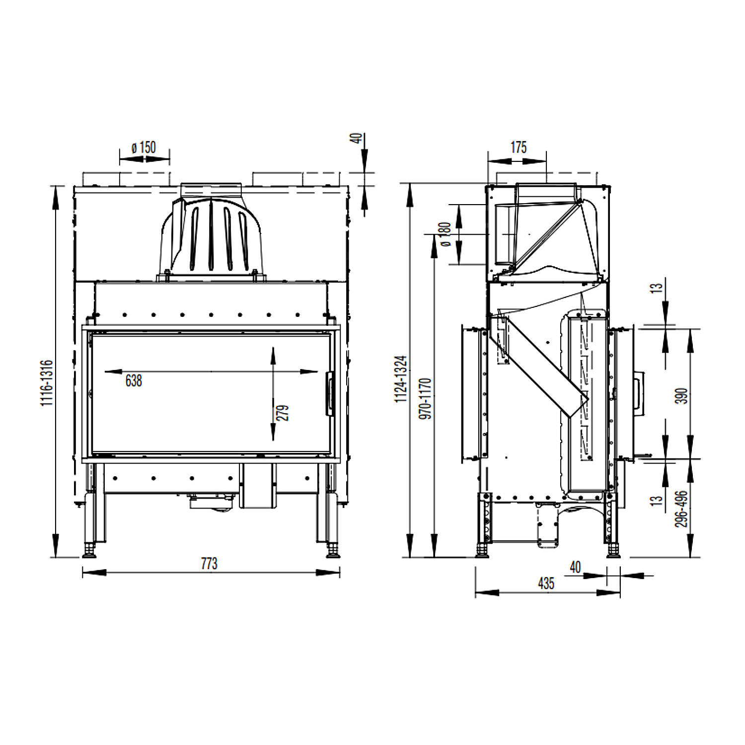 Austroflamm 75x39 K II 2.0 Kamineinsatz Tunnel Austroflamm 75x39 K II 2.0 Kamineinsatz Tunnel