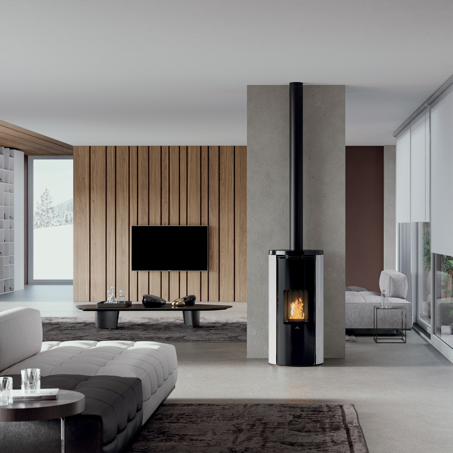 Edilkamin Celia Air Tight Plus Pelletofen Stahl Schwarz / Glas Weiß Edilkamin Celia Air Tight Plus Pelletofen Stahl Schwarz / Glas Weiß