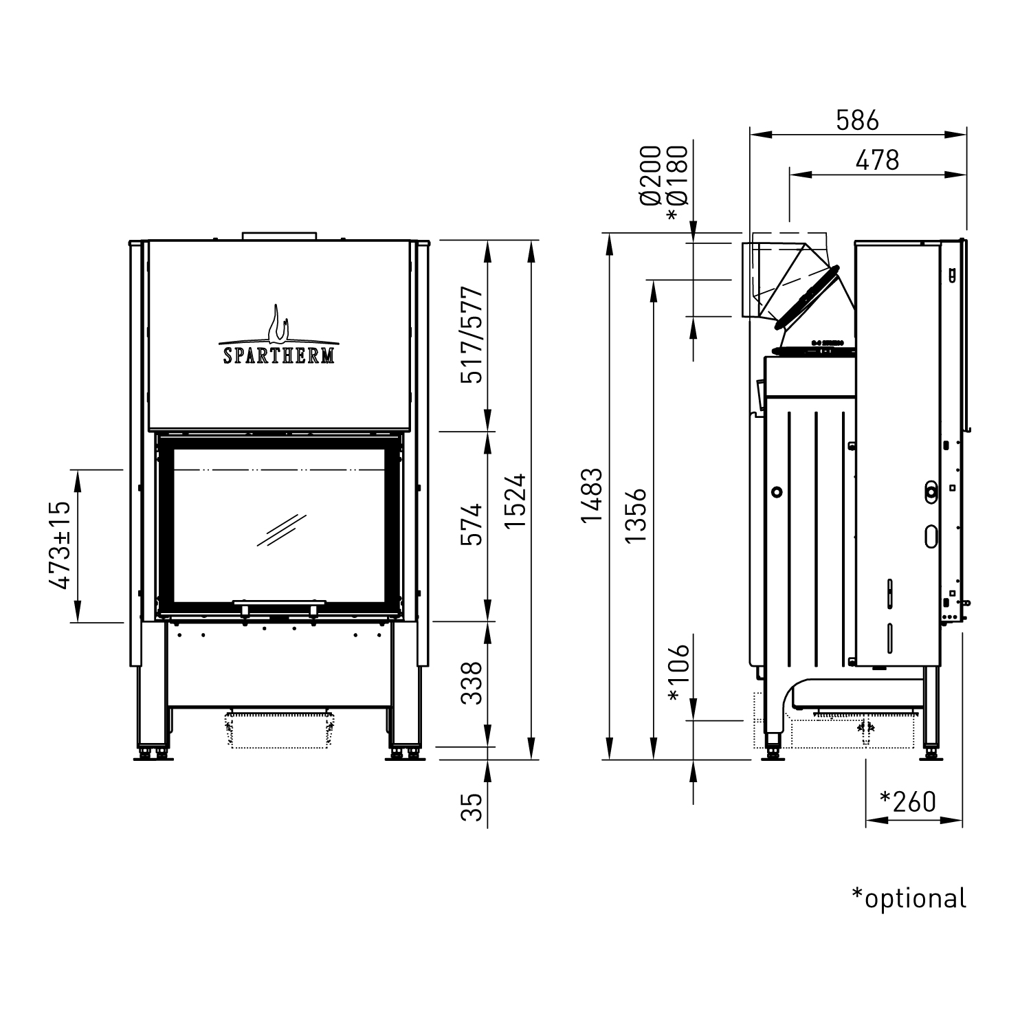 Spartherm Varia 1Vh-4S RLU Kamineinsatz 57 cm Spartherm Varia 1Vh-4S RLU Kamineinsatz 57 cm