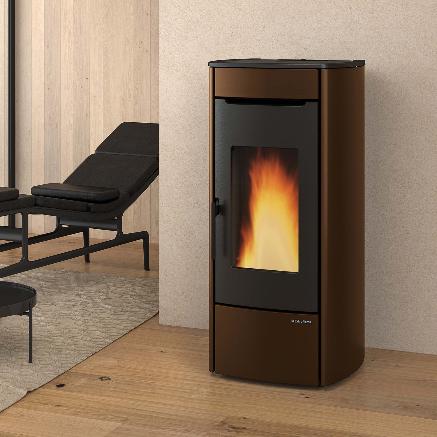 Extraflame Marina Idro H13 wasserführender Pelletofen Stahl Bronze