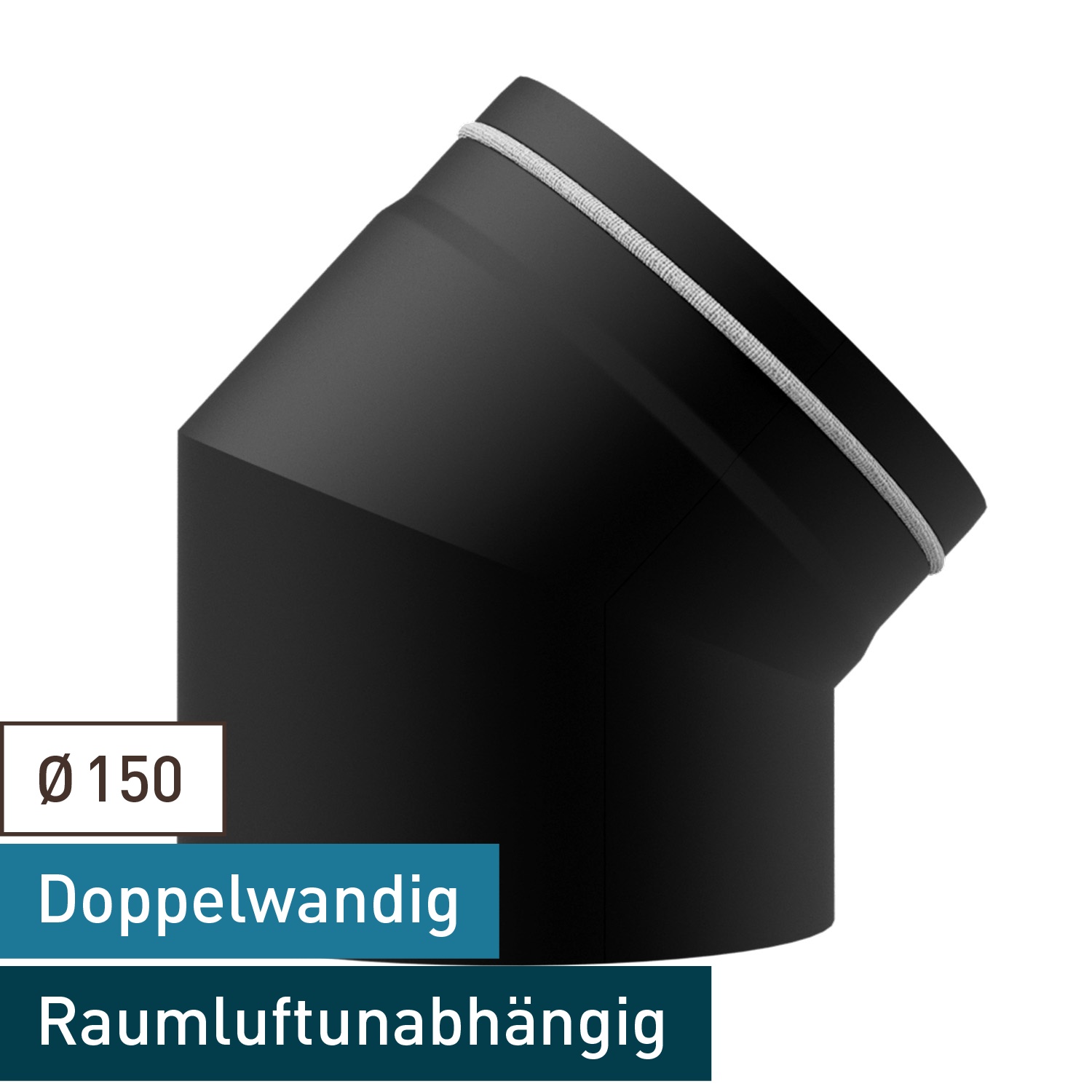 Raik Lifestyle DUO Rauchrohrbogen 150mm schwarz 45° für Rauchrohr / Ofenrohr