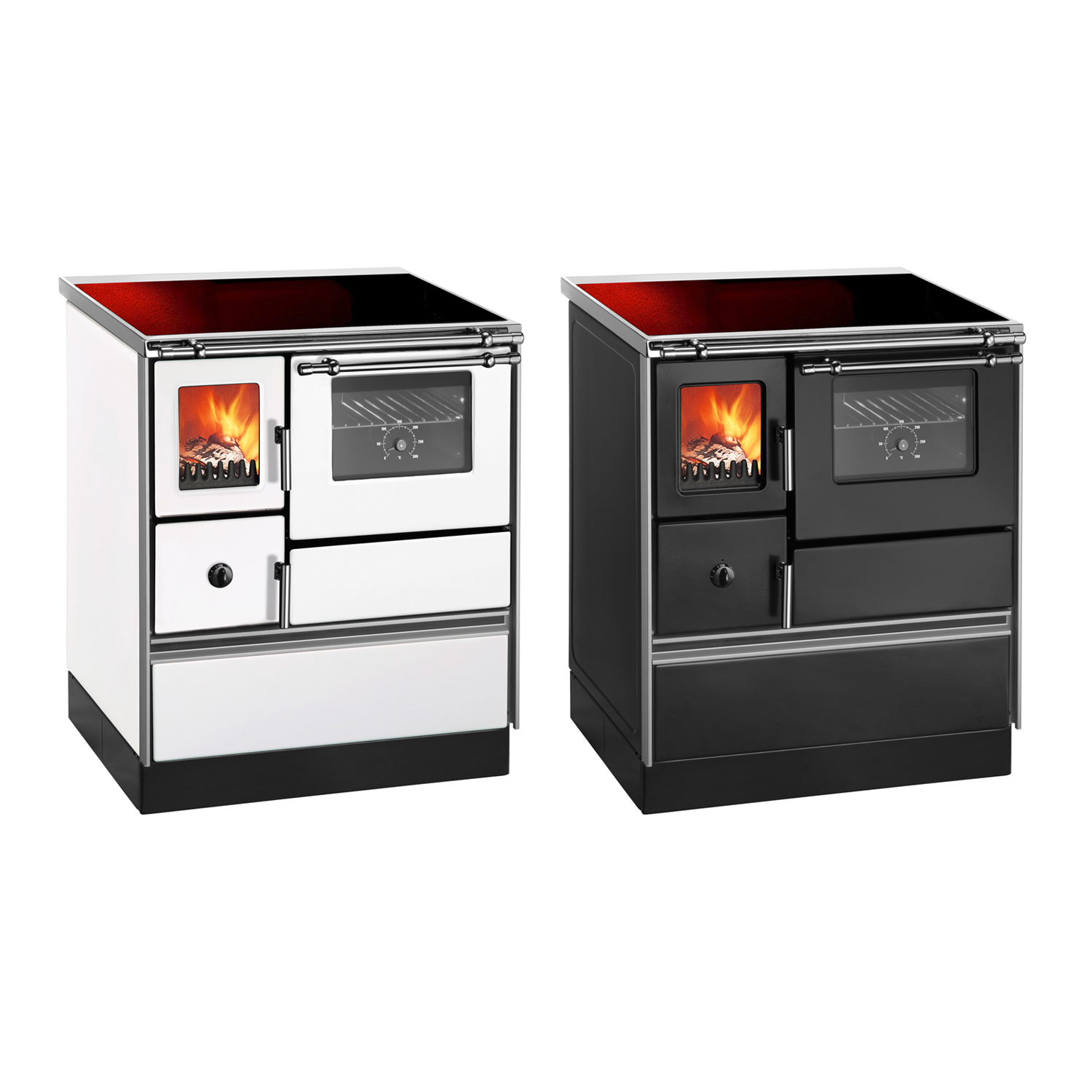 Wamsler K 176 F/A 70 Style Küchenofen Schwarz, Glaskeramikplatte, Backfach rechts